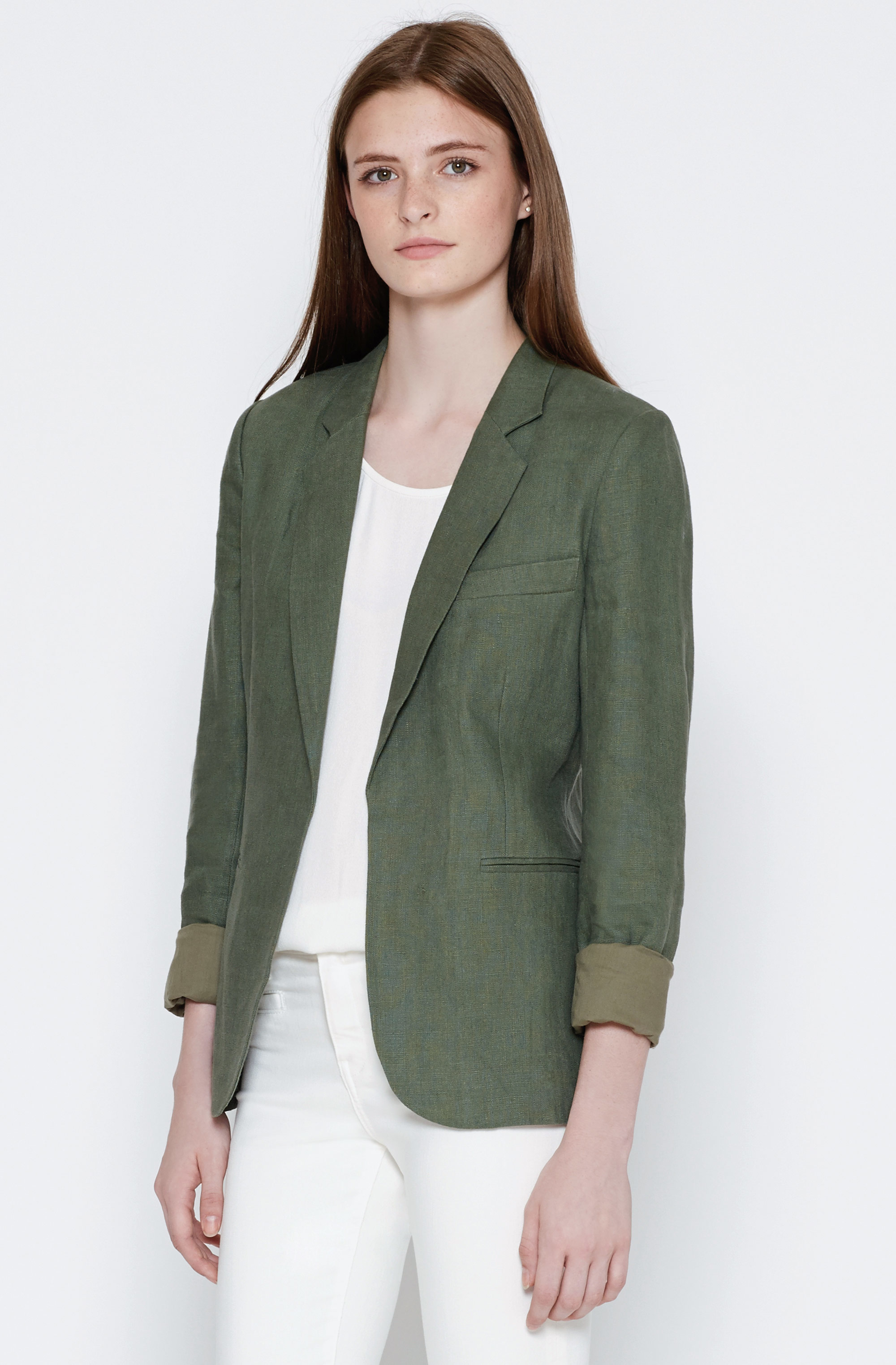 Green linen blazer womens Clearance