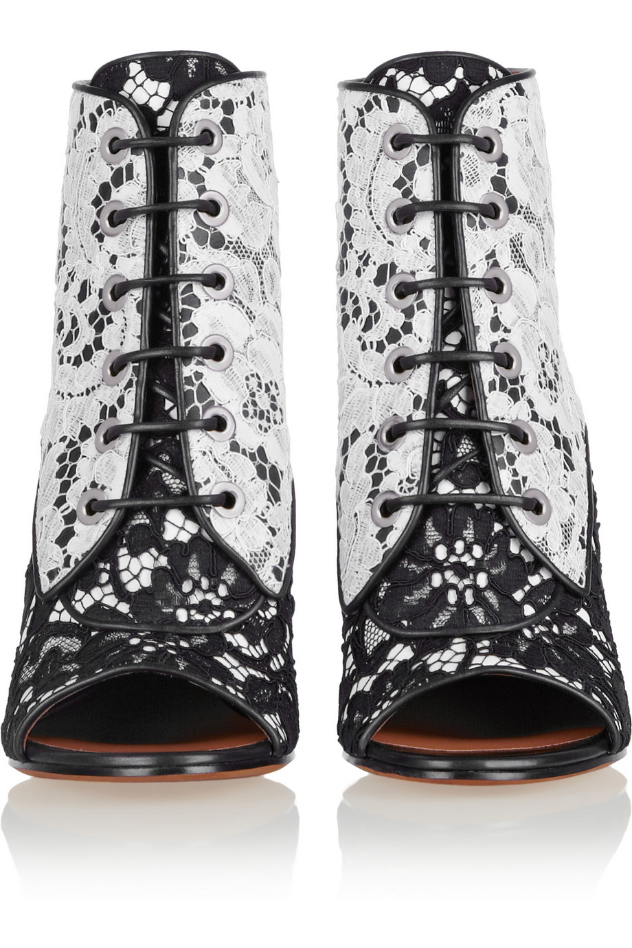 Givenchy Lace On Black and White Leather Ankle Boots Lyst