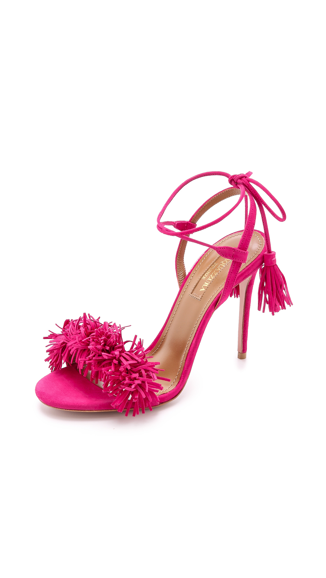 Aquazzura Wild Thing Fringe Sandals - Hot Pink | Lyst