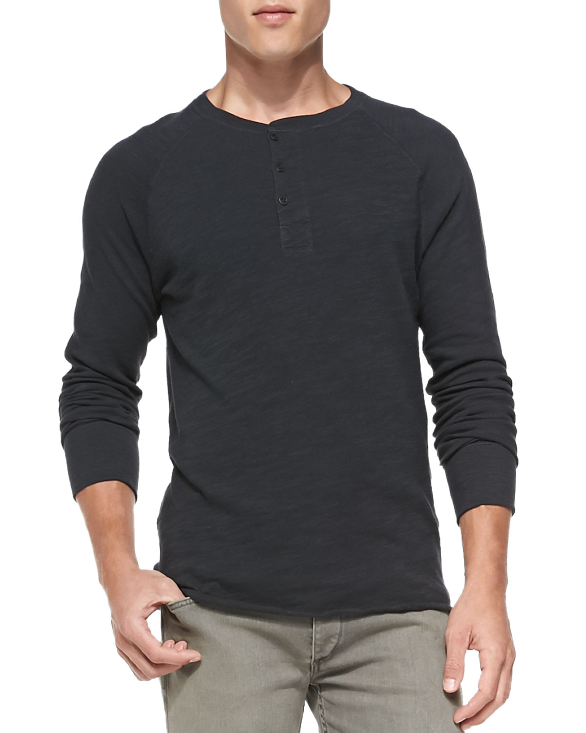 Rag & Bone Flame Jersey Henley Shirt in Blue for Men Lyst
