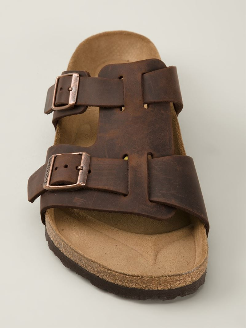 Birkenstock 'Riva' Leather Sandals in Brown - Lyst