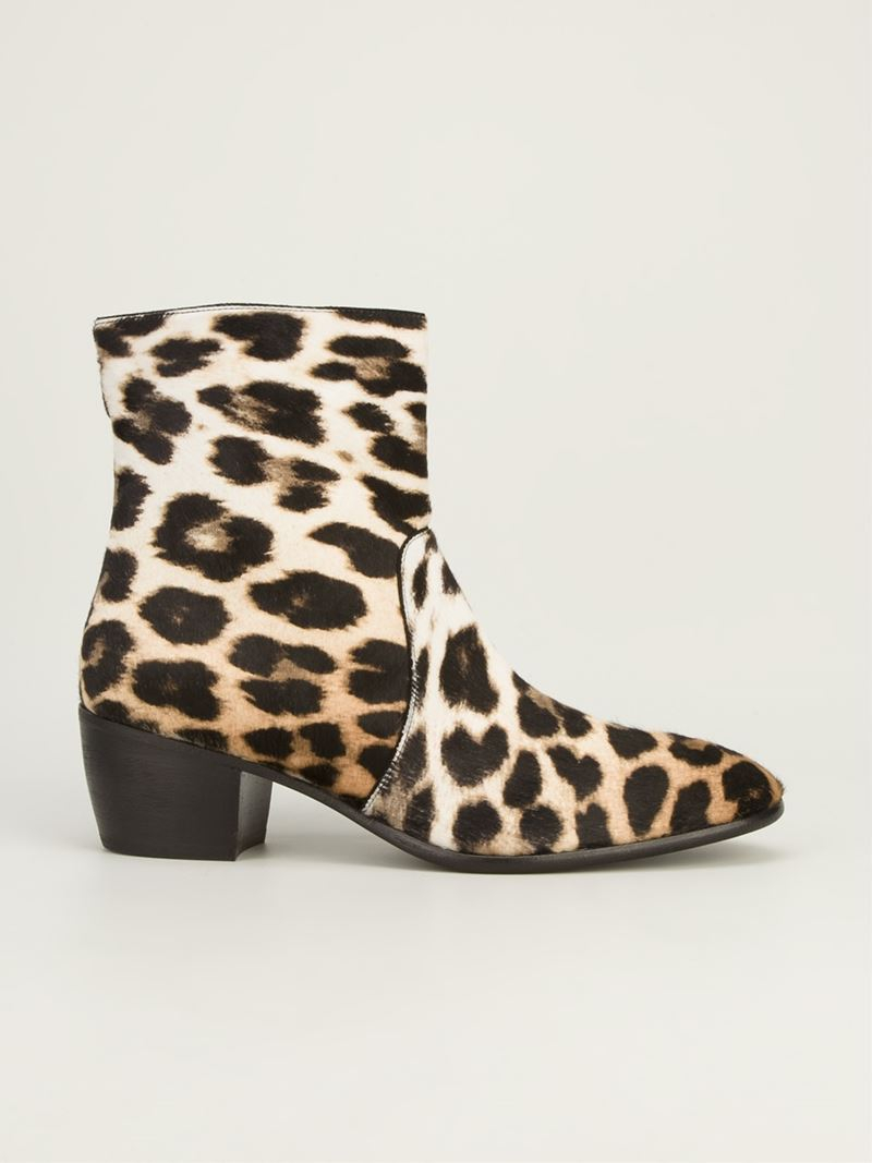 Giuseppe Zanotti Leopard Print Ankle Boots in Natural for