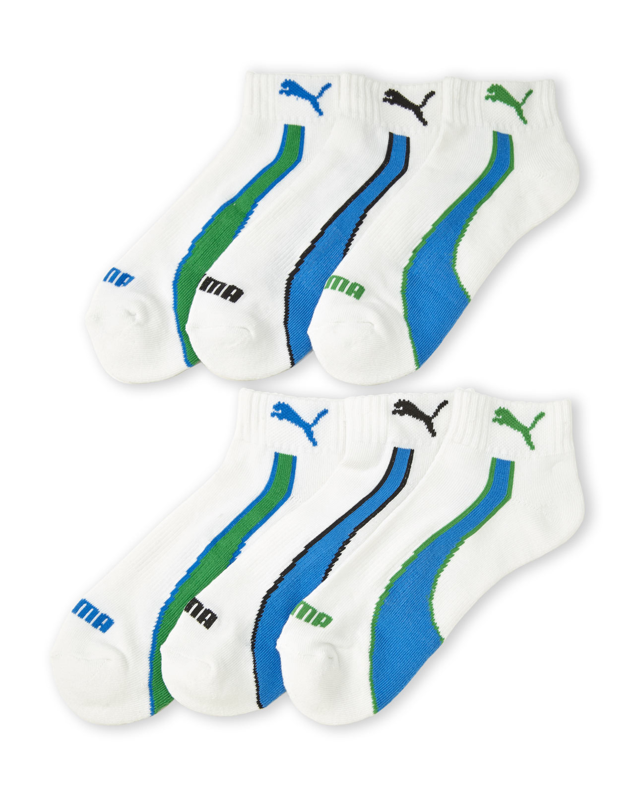 PUMA 6Pack Quarter Logo Socks in White/Green (White) for Men Lyst