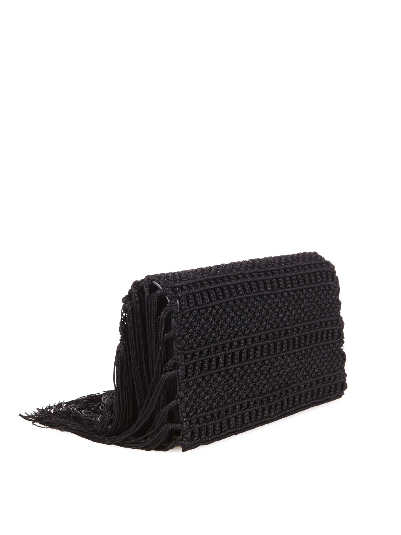 Saint laurent Monogram Serpent-logo Crochet Clutch in Black | Lyst