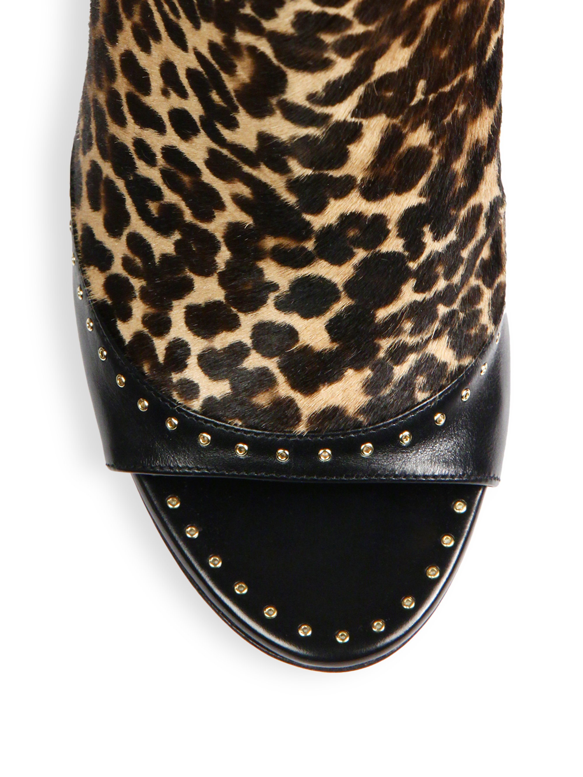 leopard print calf boots
