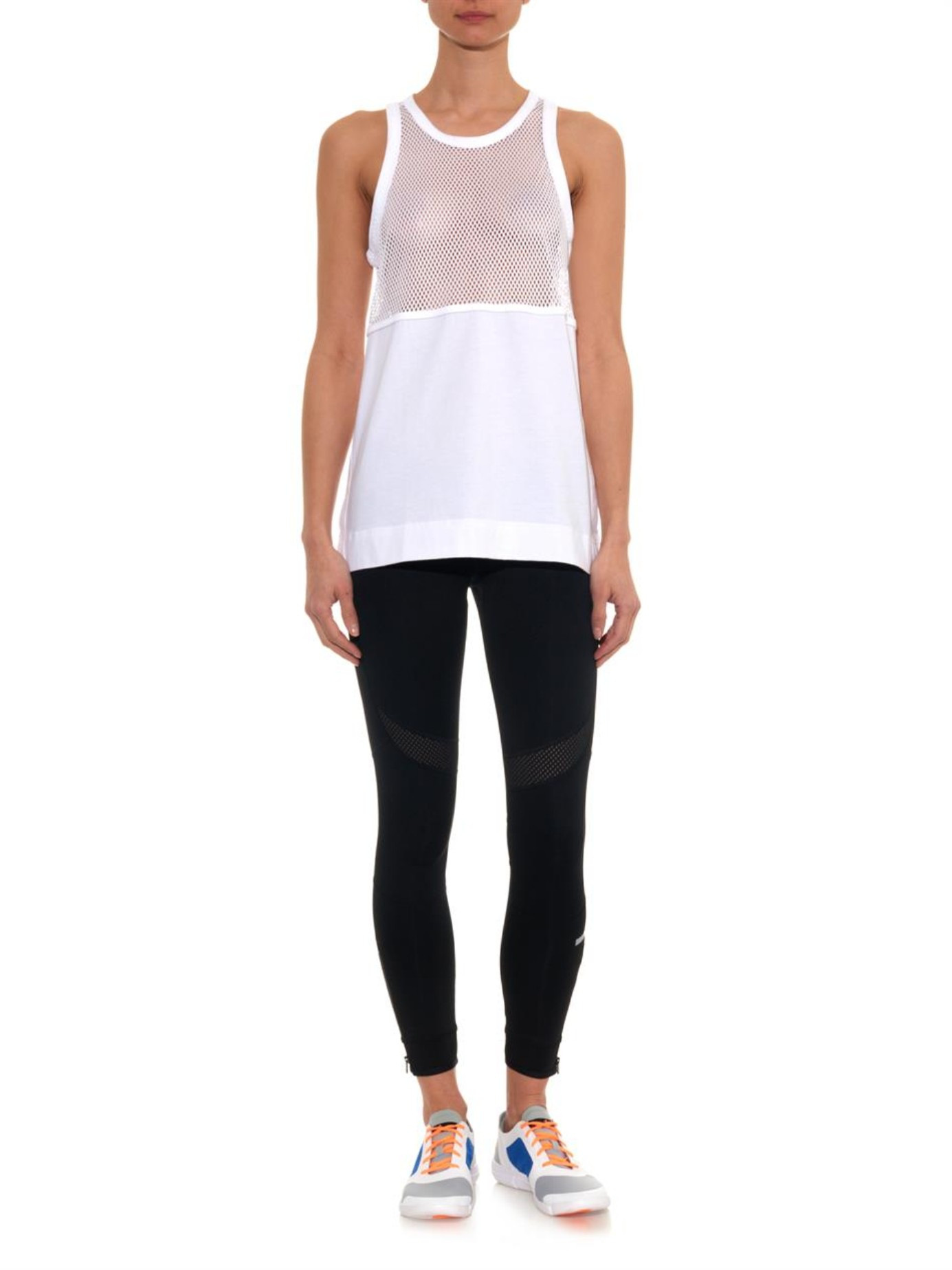 adidas By Stella McCartney MeshPanel Jersey Tank Top in White Lyst
