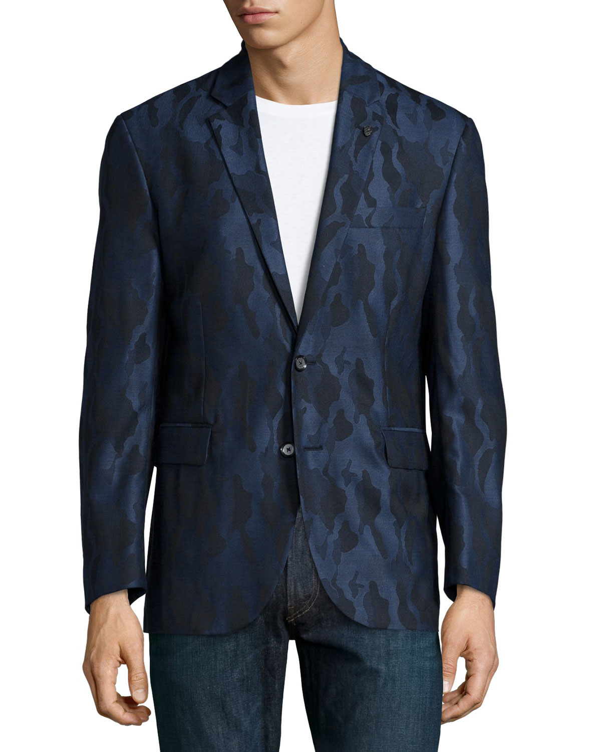 Robert Graham Wool Albert Bridge Camoprint Sport Coat in Navy (Blue