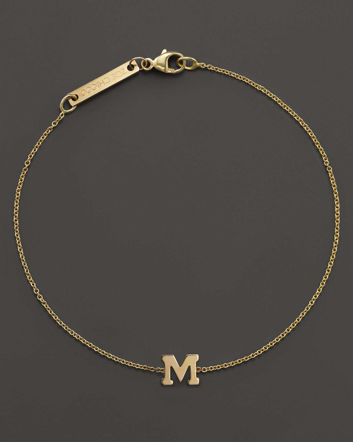 Zoe chicco 14k Yellow Gold Initial Bracelet in Yellow (M) | Lyst
