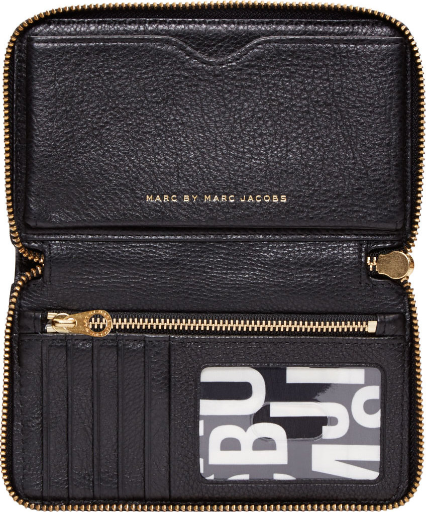 Marc by marc jacobs Black Leather Classic Q Large Wristlet Wallet in