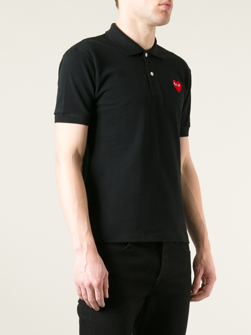 Play comme des garçons Embroidered Heart Polo Shirt in Black for Men Lyst