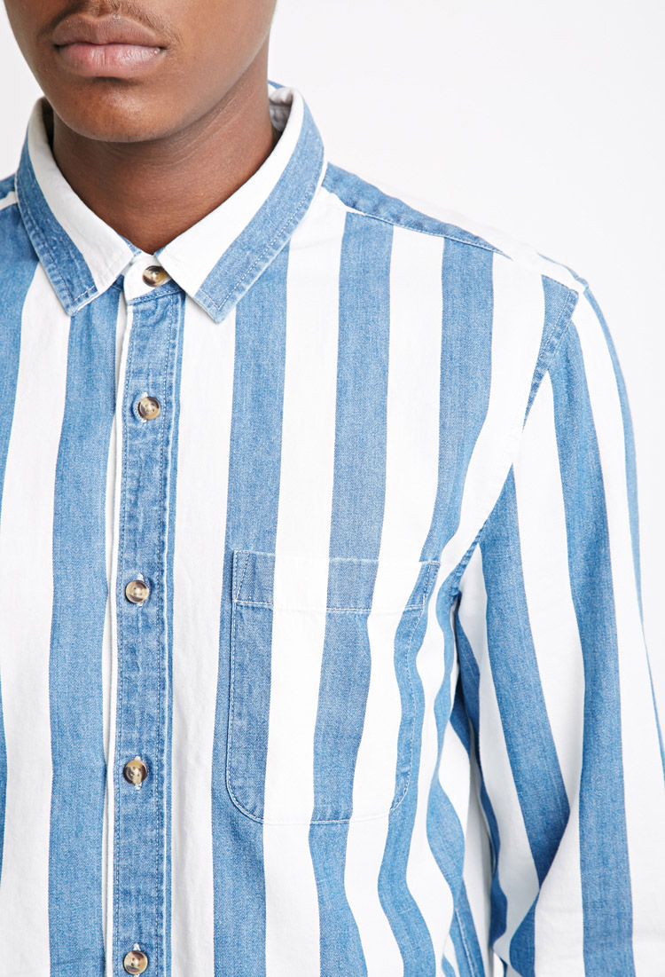 Forever 21 Broad-striped Cotton Shirt 