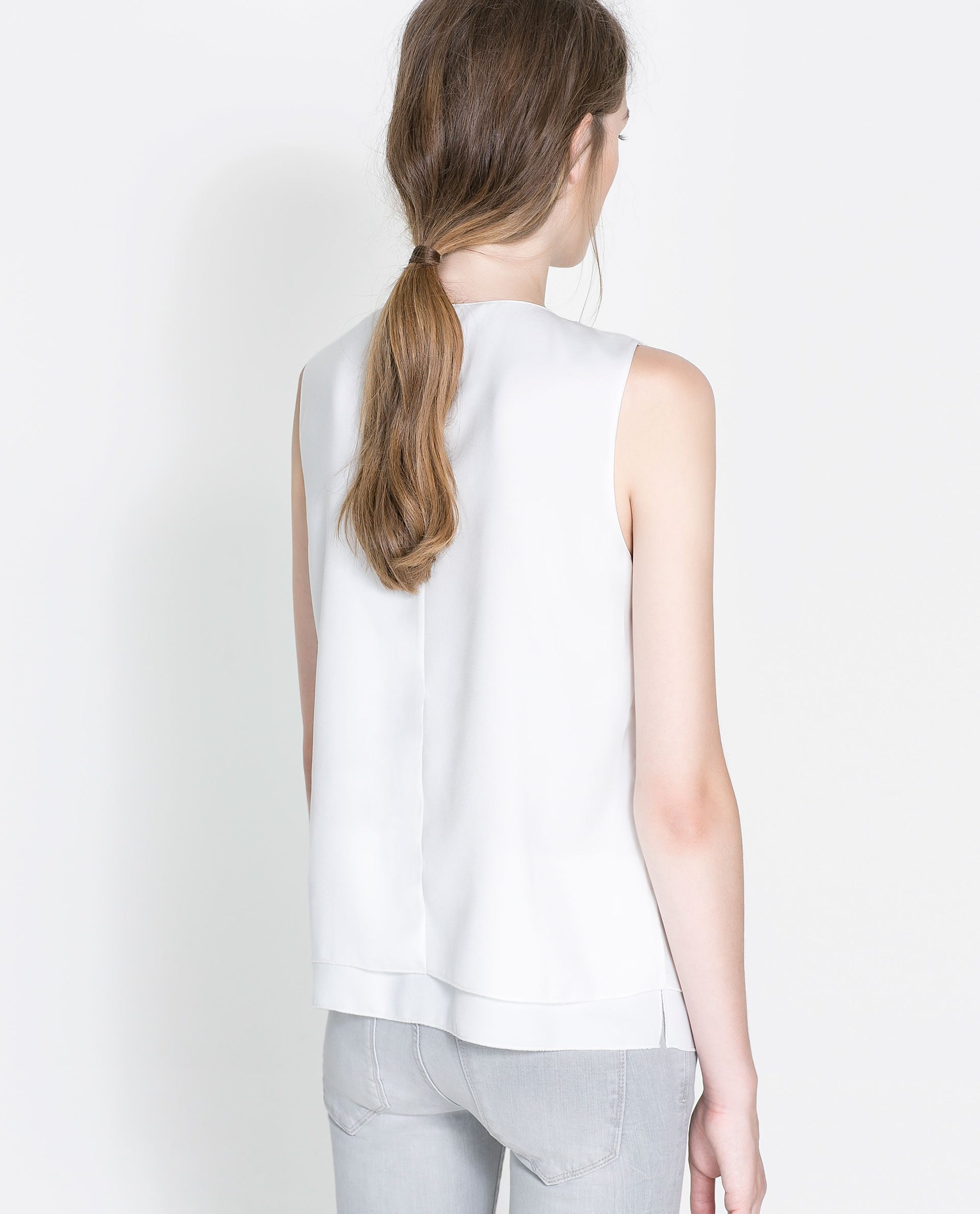 zara white ruched top