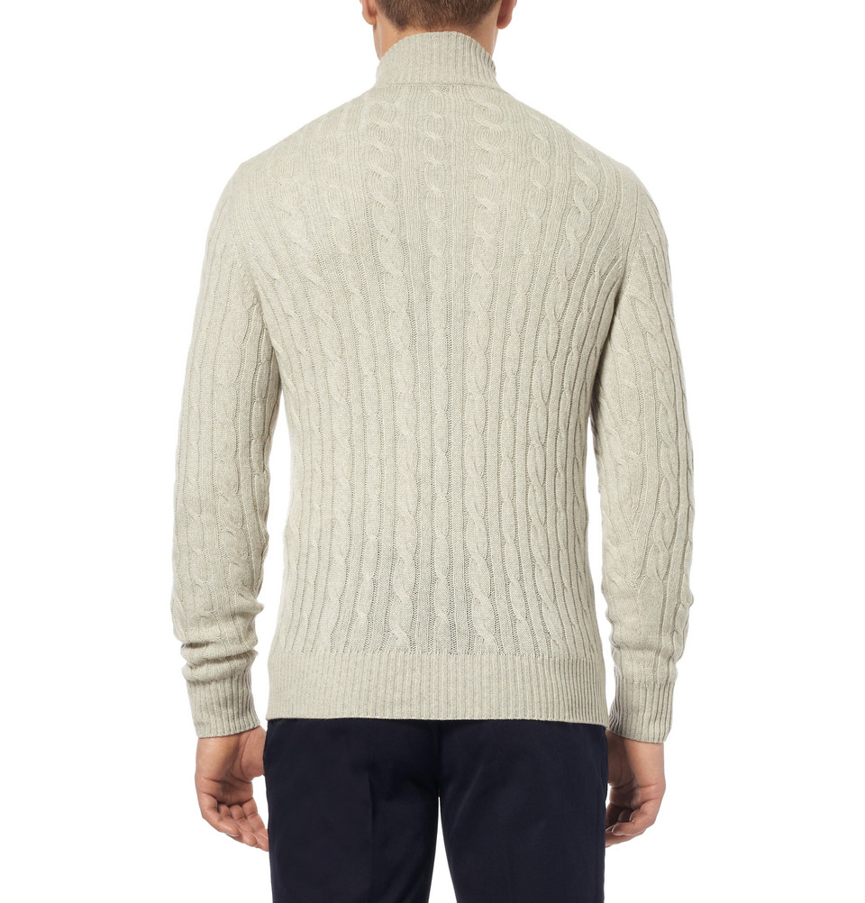 Loro Piana Cable-Knit Baby Cashmere Half-Zip Sweater in Natural for Men ...