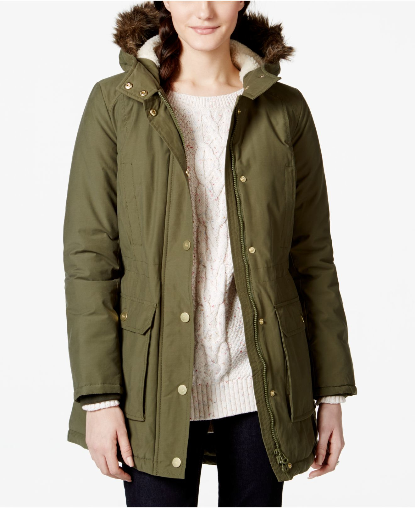 tommy hilfiger coat womens fur hood