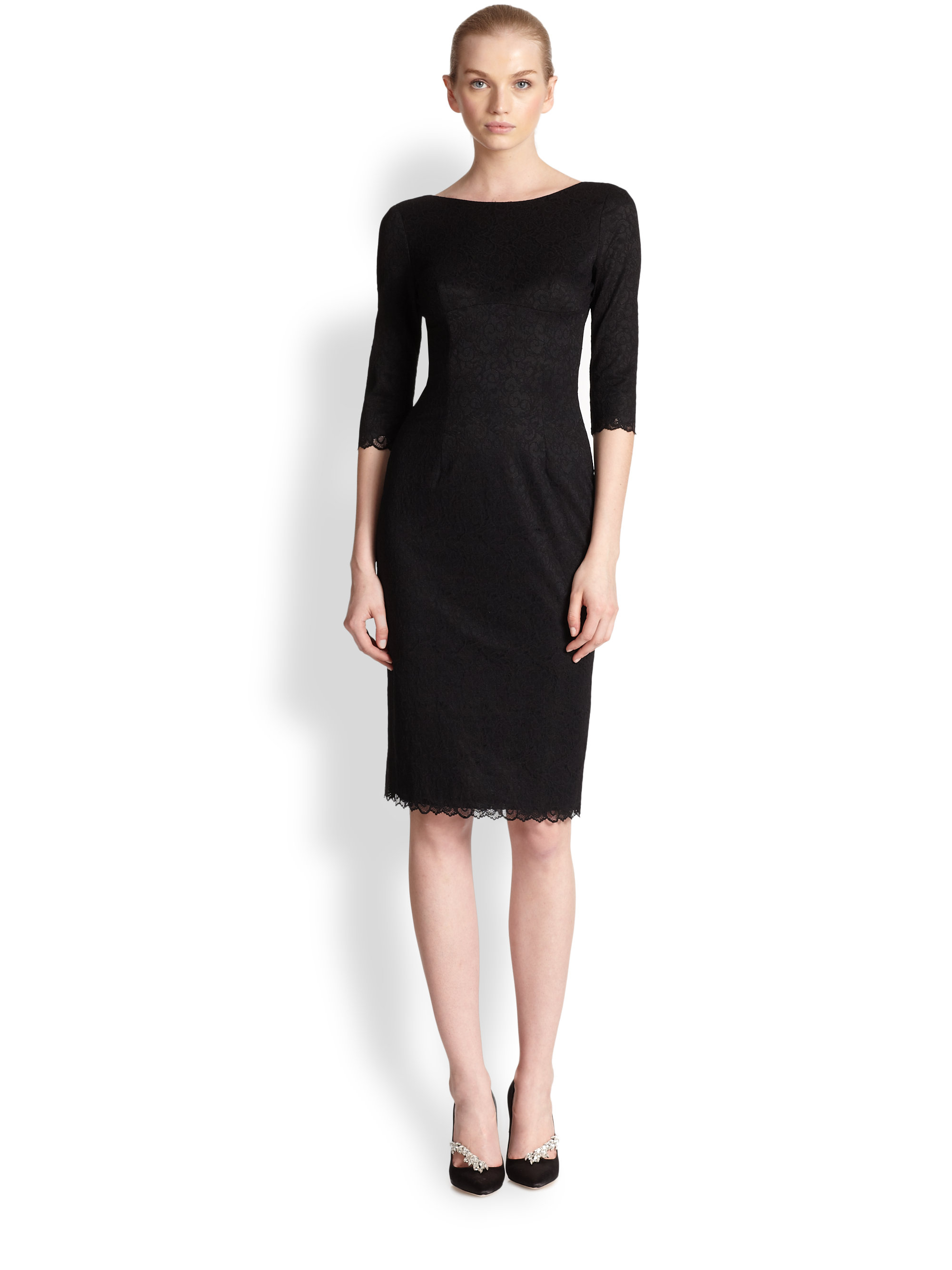 Black Halo Lace Sheath Dress in Black | Lyst