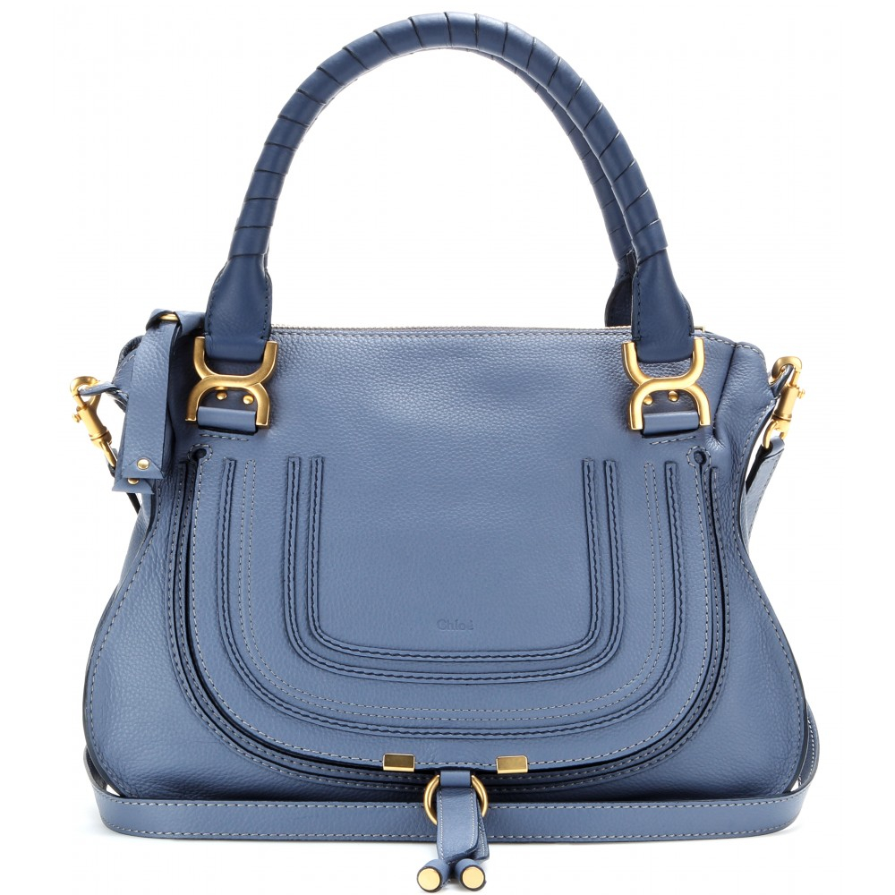 Chloé Marcie Medium Leather Shoulder Bag in Blue - Lyst