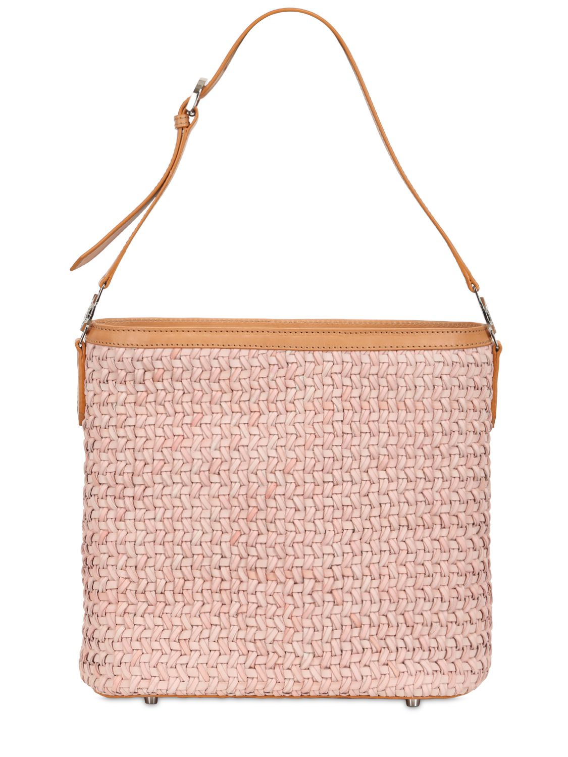 Desmo Woven Leather Shoulder Bag in Pink | Lyst