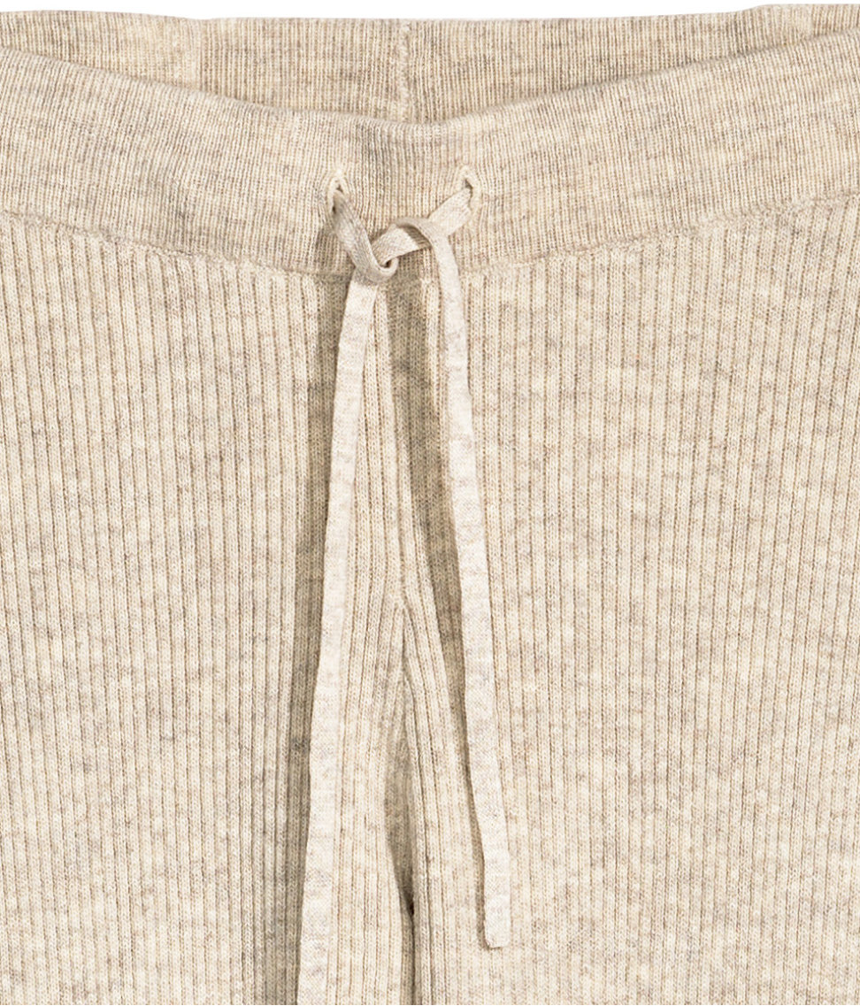H&M Rib-knit Leggings in Light Beige Marl (Natural) - Lyst