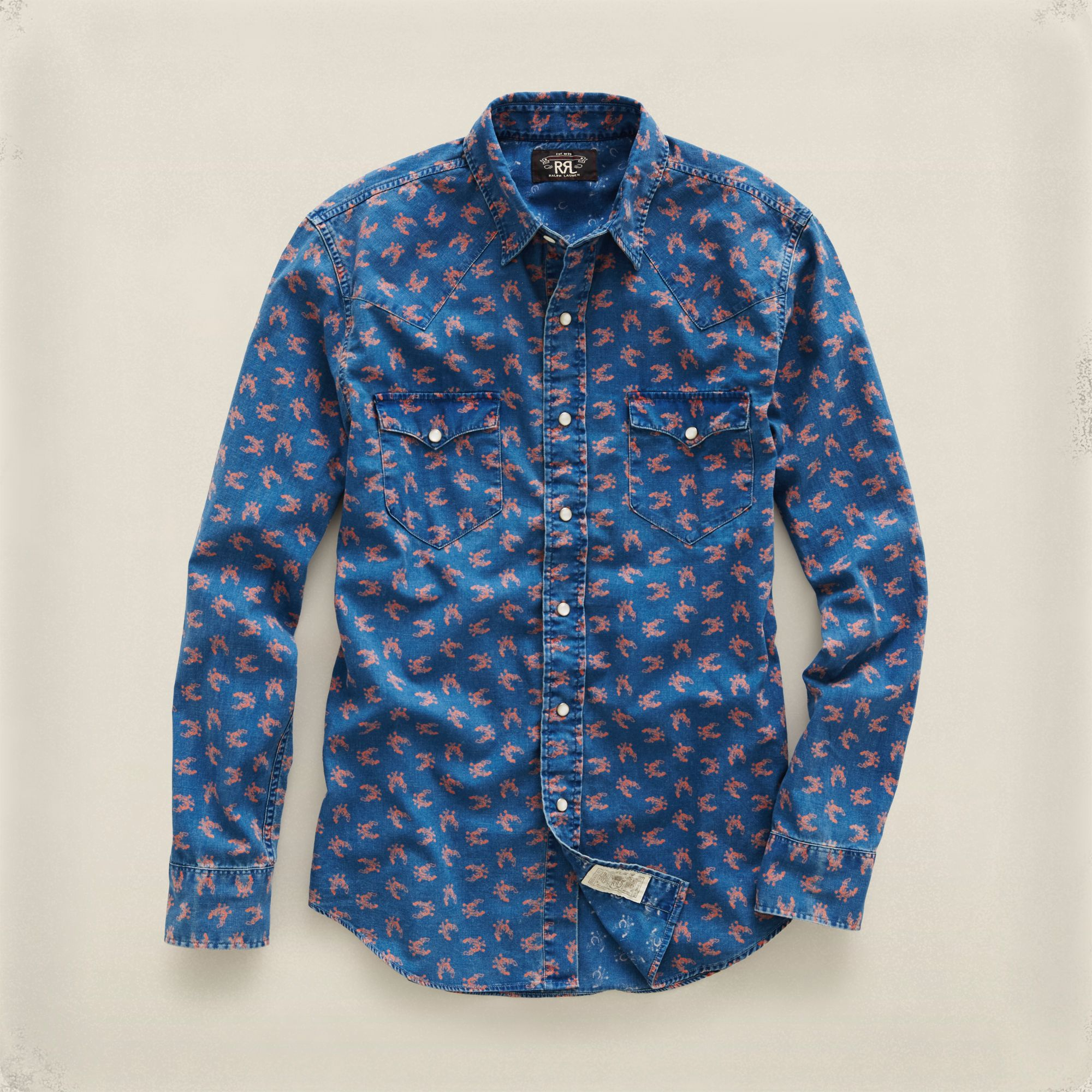 Rrl Buffalo Western Shirt in Blue for Men (Rl-520 Indigo / Red) | Lyst