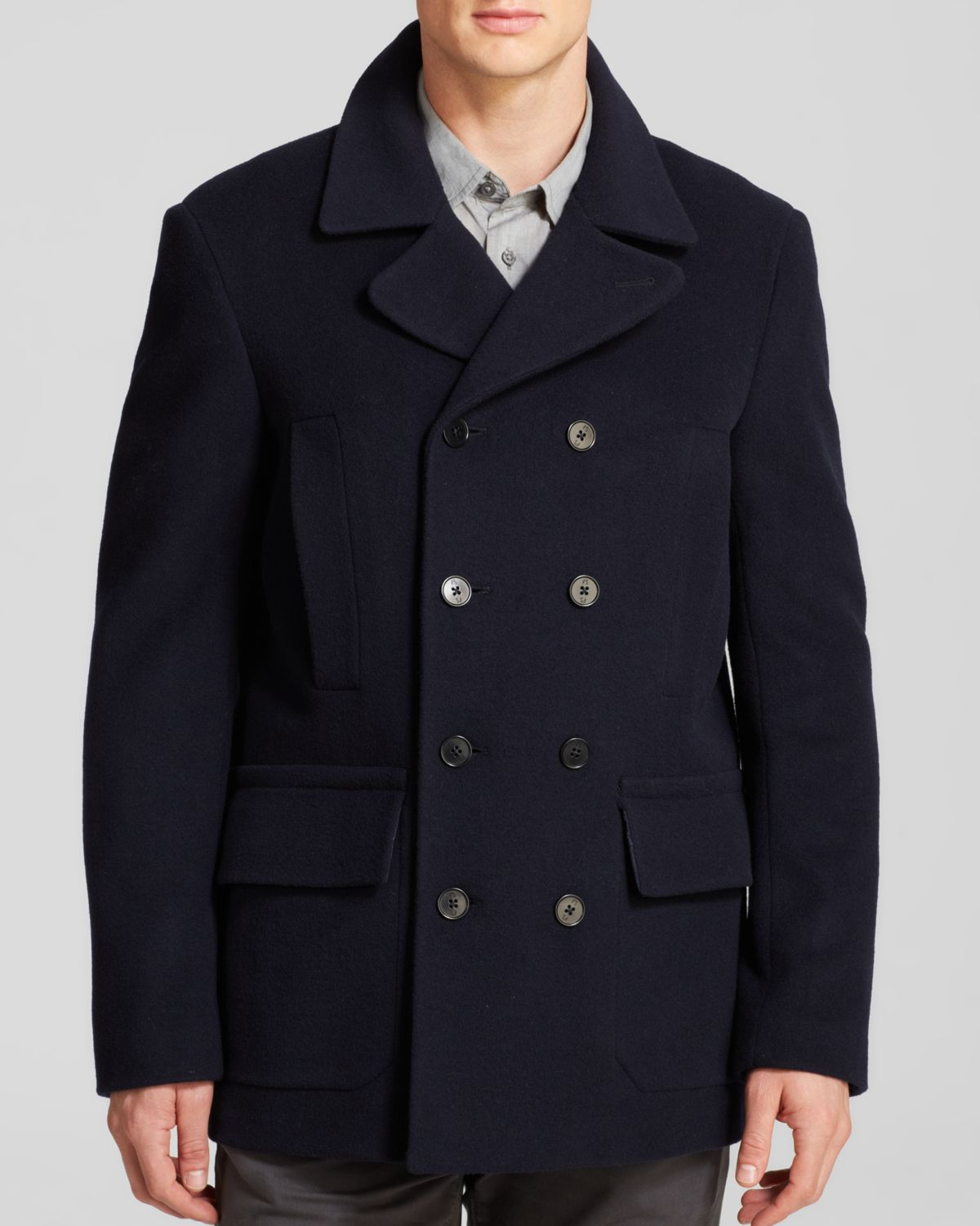 Paul Smith Ps Double Breasted Car Coat in Navy (Blue) for Men - Lyst