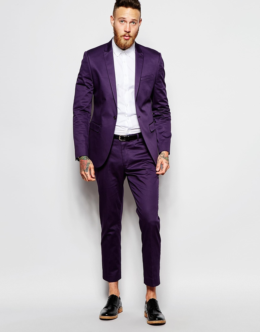 Lyst - Asos Skinny Blazer In Cotton in Purple for Men
