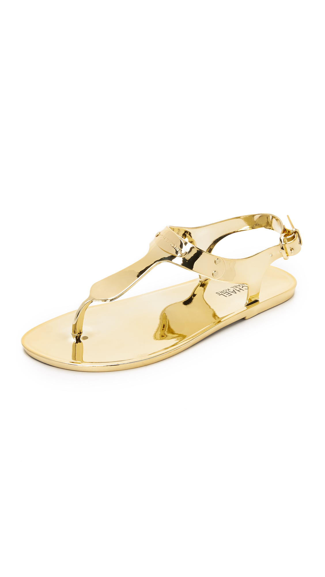 MICHAEL Michael Kors Mk Plate Jelly Sandals - Gold in Metallic | Lyst