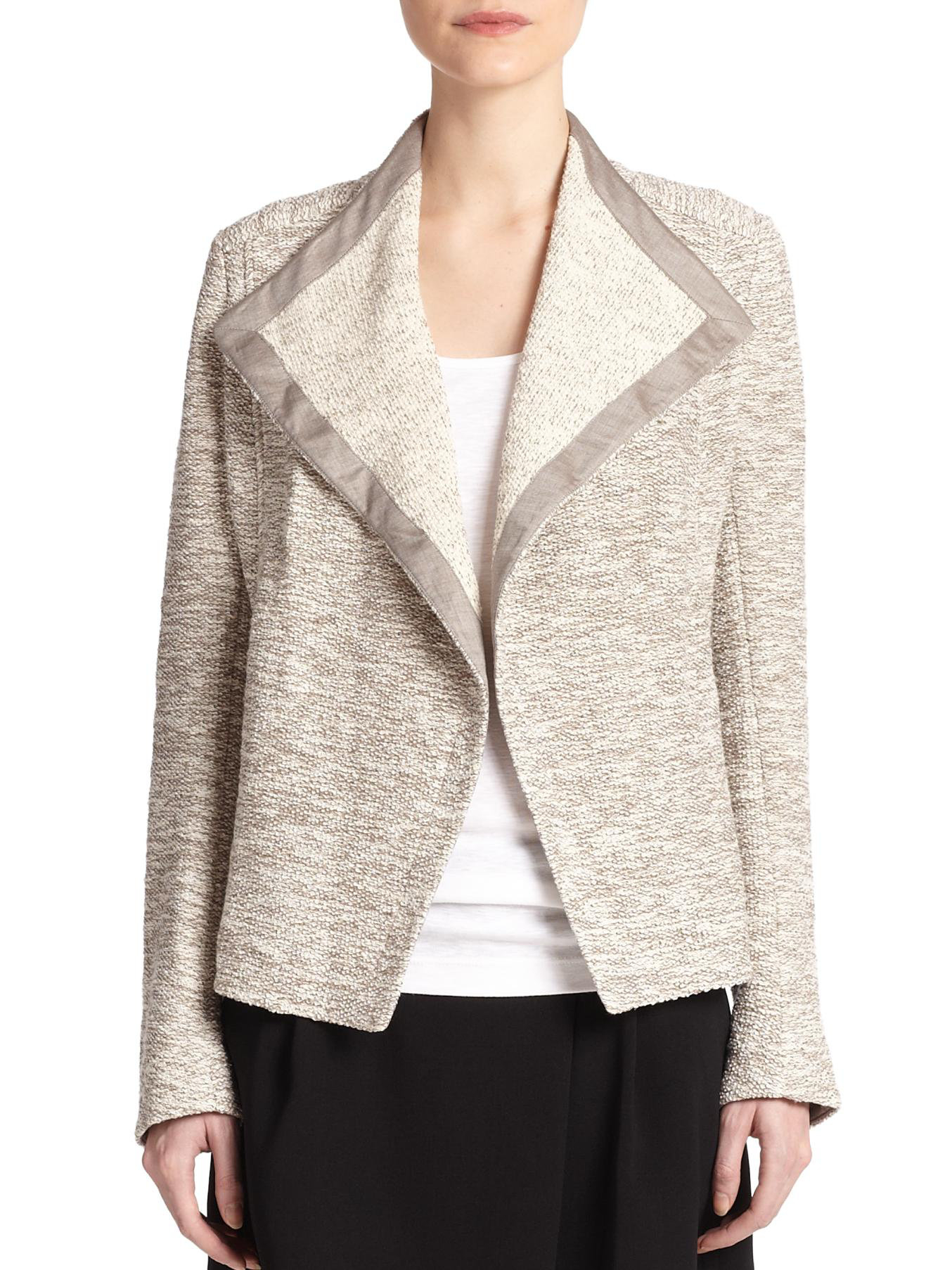 Vince Textured Terry Draped Jacket in Natural Lyst