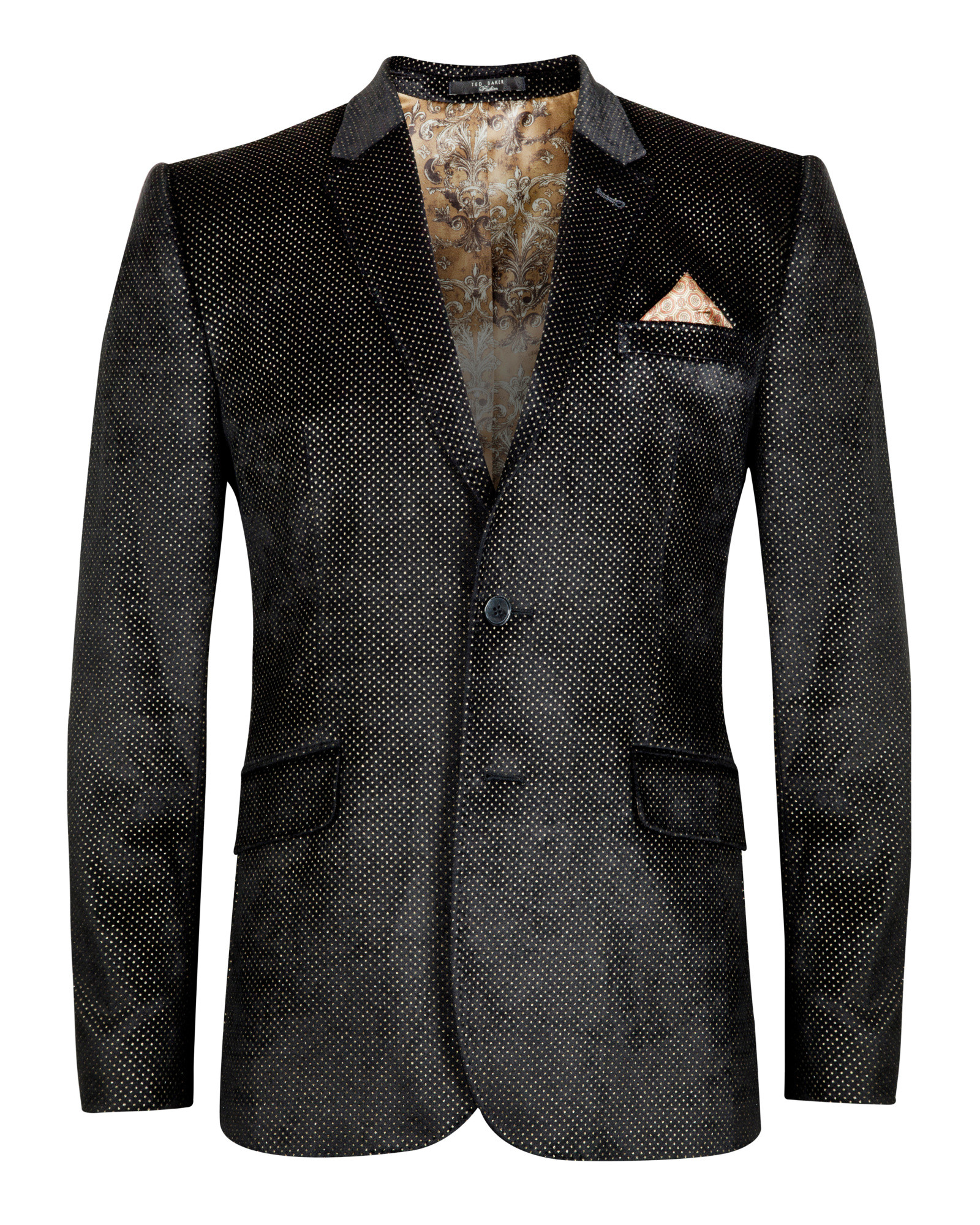 Ted Baker Patterned Velvet Tuxedo Jacket in Black for Men - Lyst