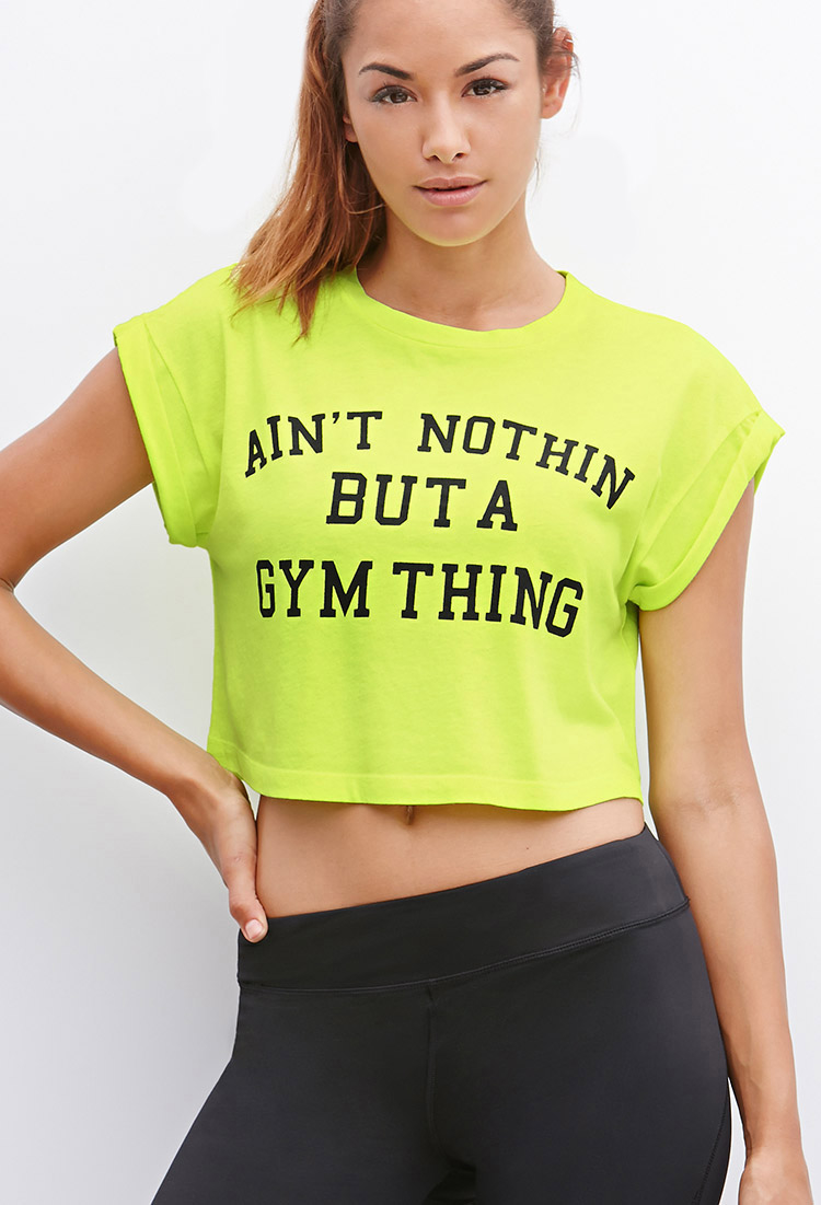 Forever 21 Gym Thing Crop Top in Yellow (Neon yellowblack)