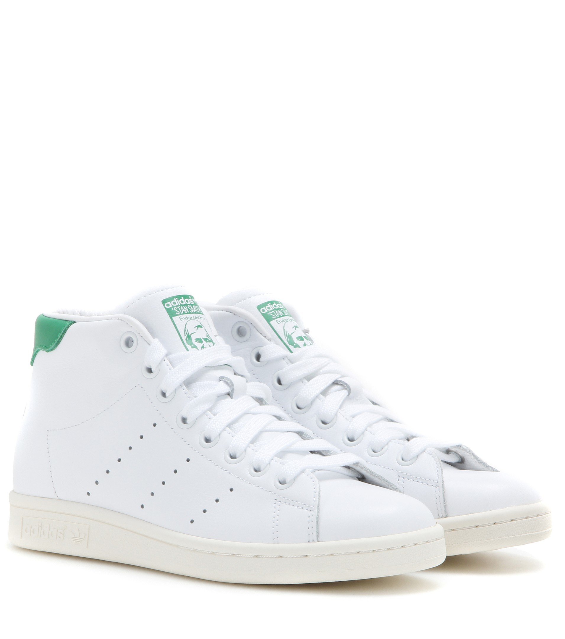 Stan Smith Mid Leather High-top Sneakers in White |