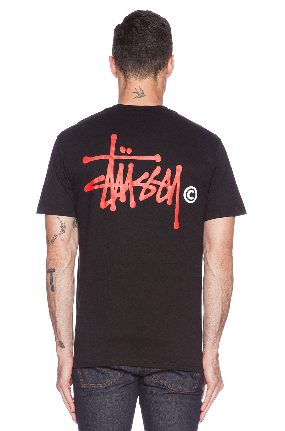 red stussy t shirt