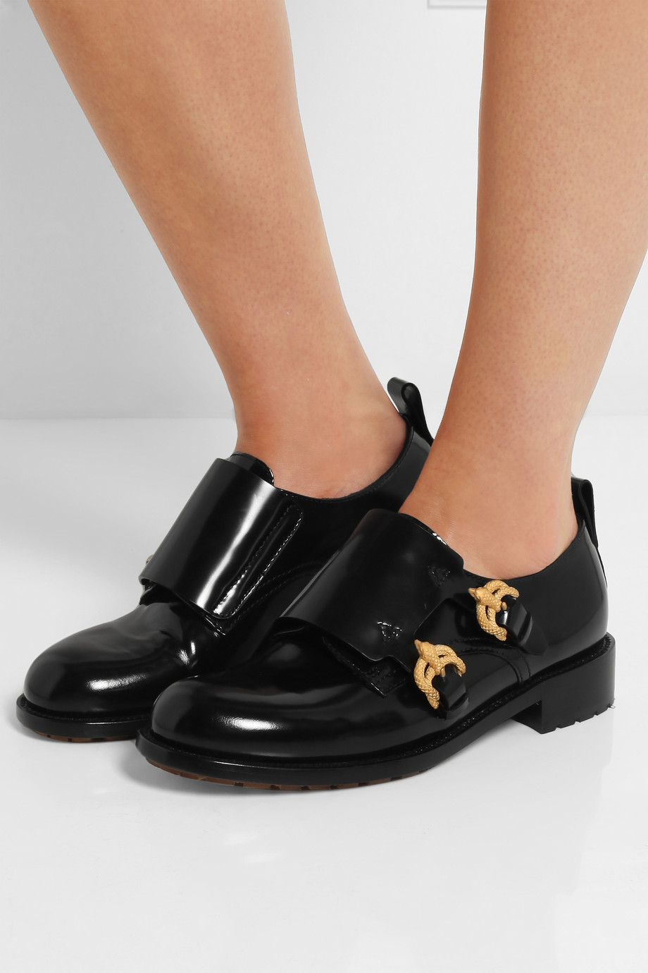 Lyst - Valentino Double Monk-Strap Leather Loafers in Black