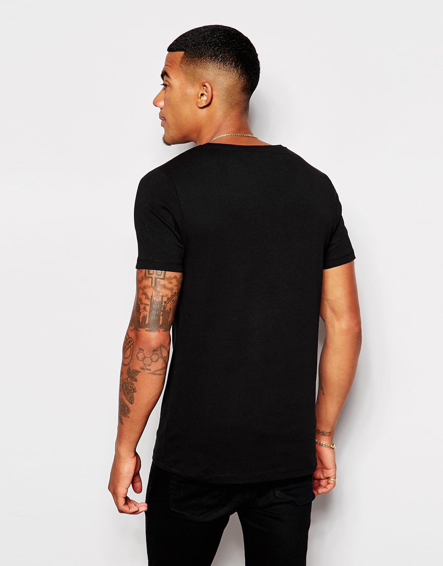ASOS Muscle Fit T-shirt With Stretch And Embroidery in Black for Men - Lyst