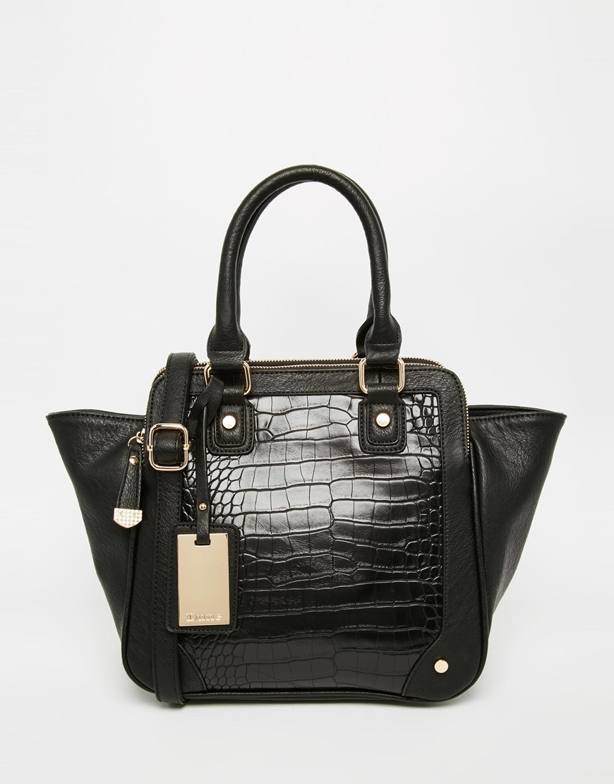 Download Dune Tote Bag With Mock Croc in Black - Lyst