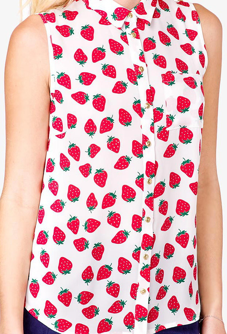 Forever 21 Strawberry Print Shirt in 