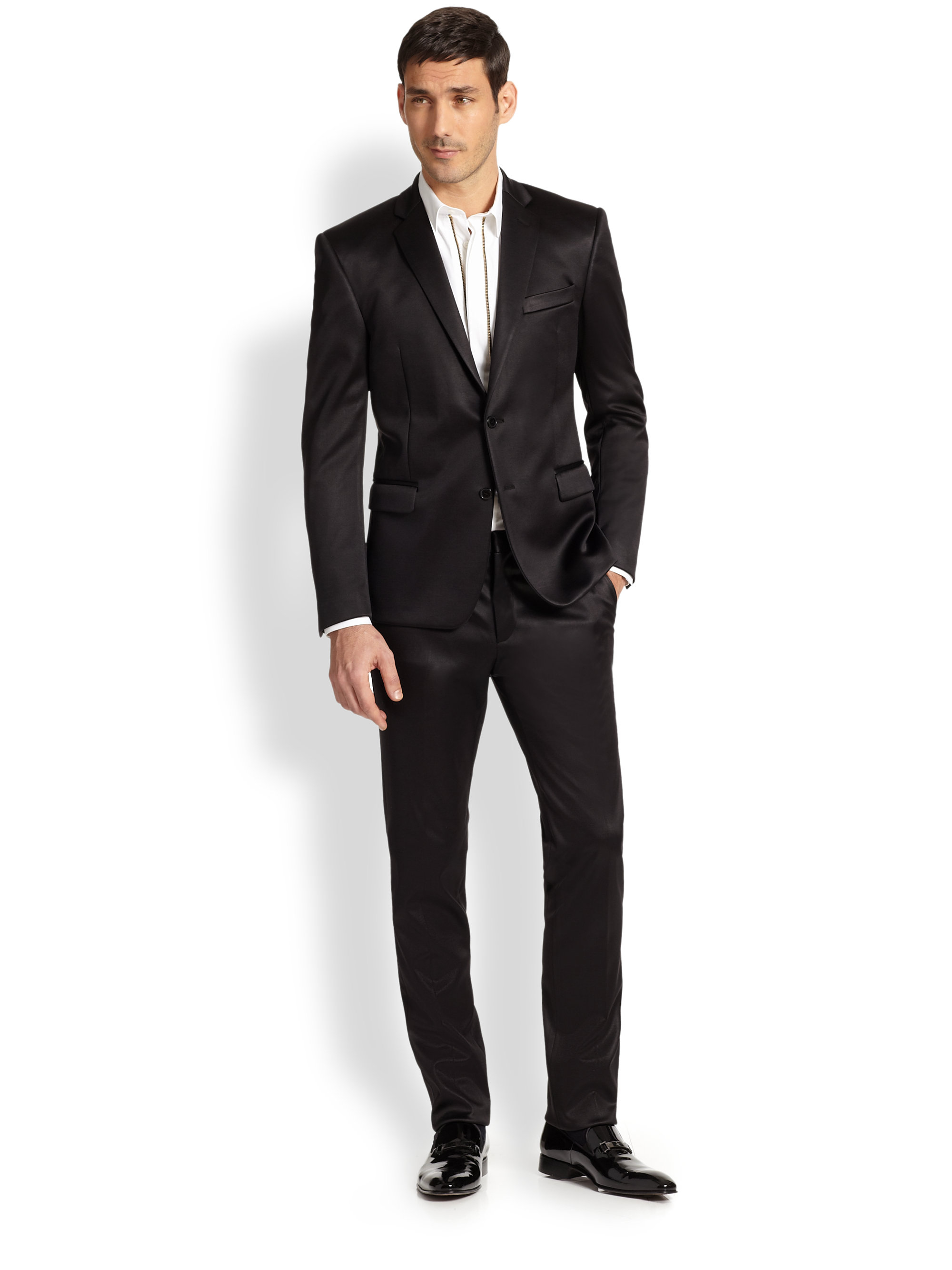 Versace Two-Button Cotton-Blend Suit in Black for Men | Lyst