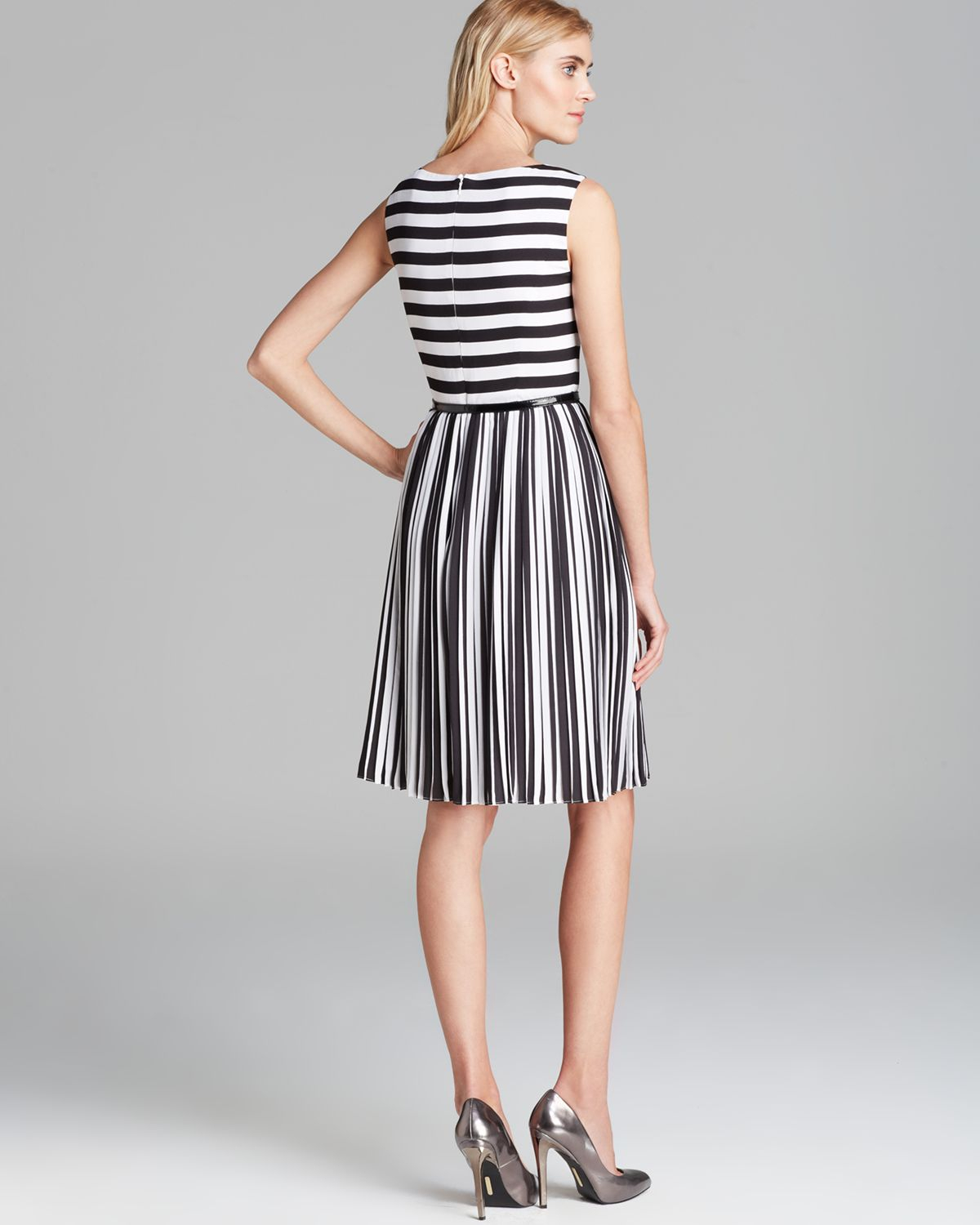 sleeveless stripe fit and flare dres sleeveless stripe fit and flare dres