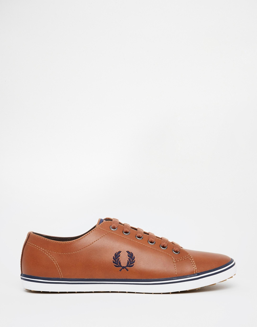 Fred Perry Kingston Leather Plimsolls in Brown for Men - Lyst