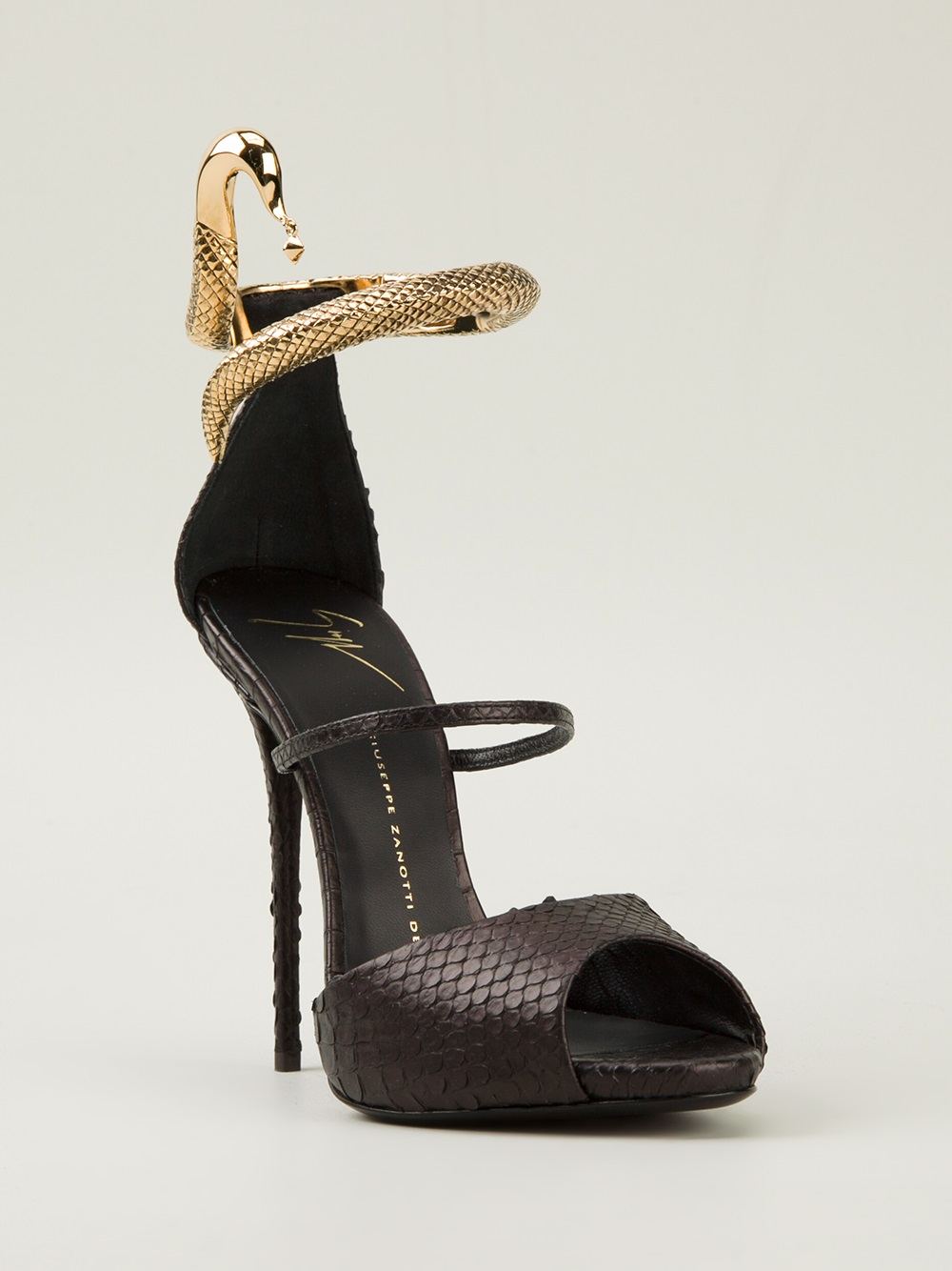 Lyst - Giuseppe Zanotti Snake Embellished Sandals in Black