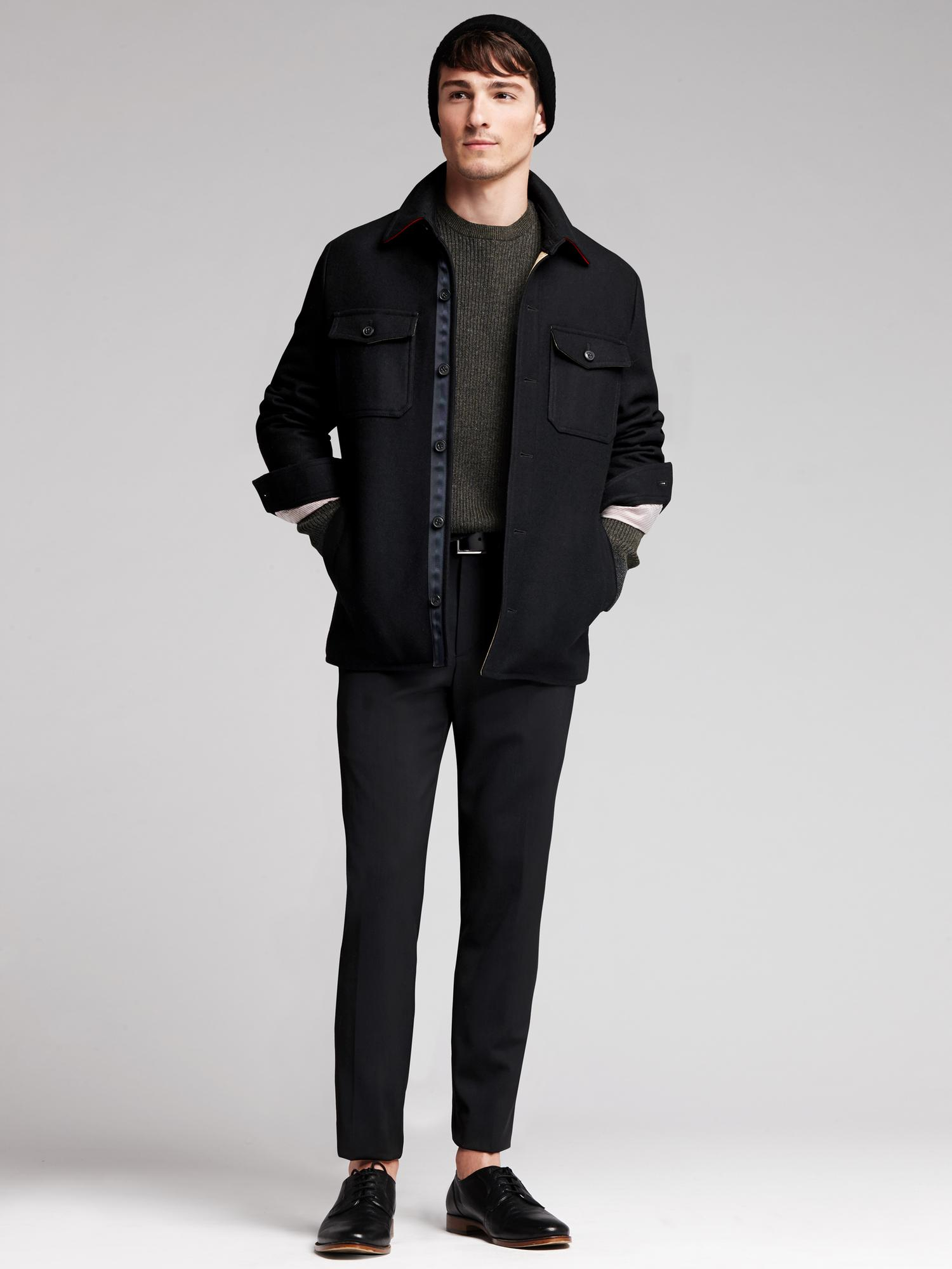 black wool shirt jacket