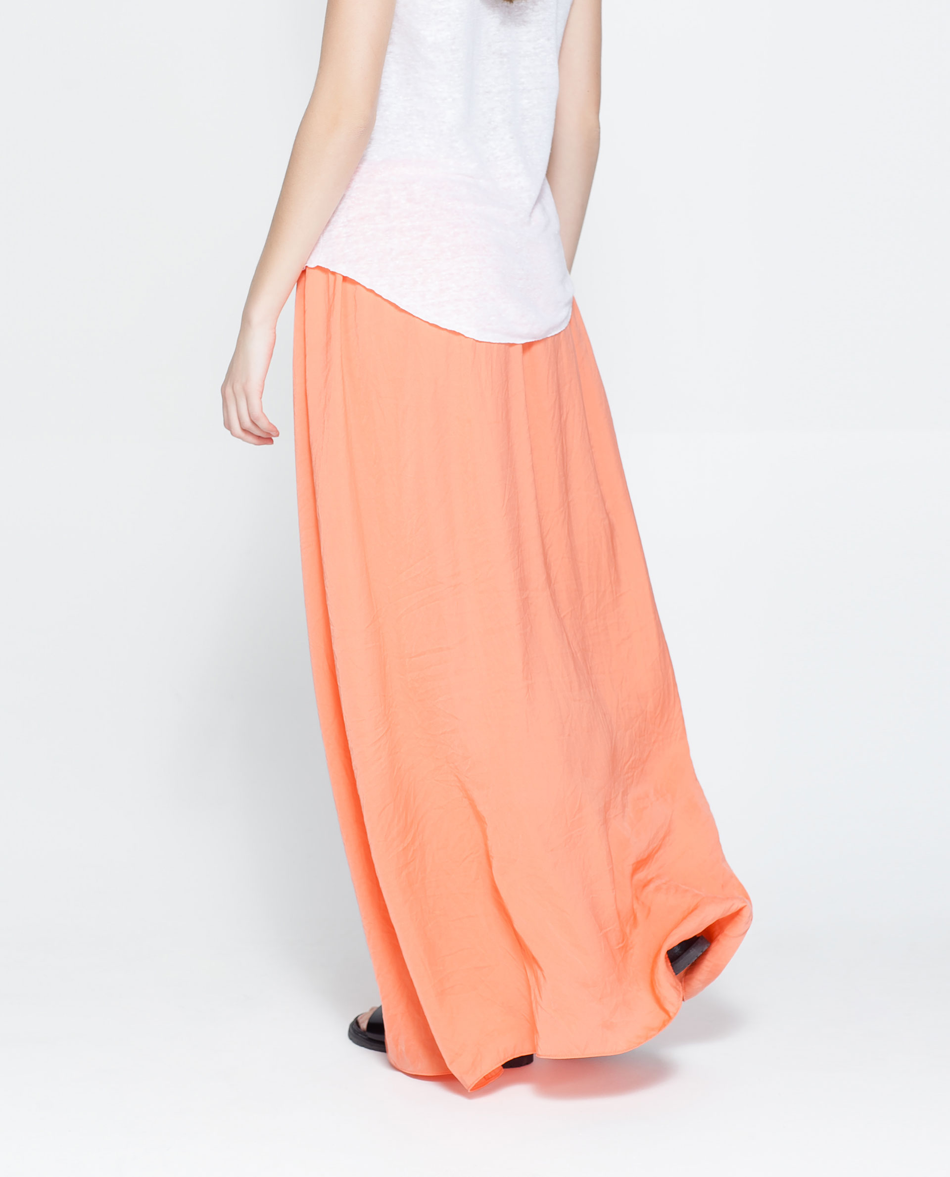 zara long satin skirt