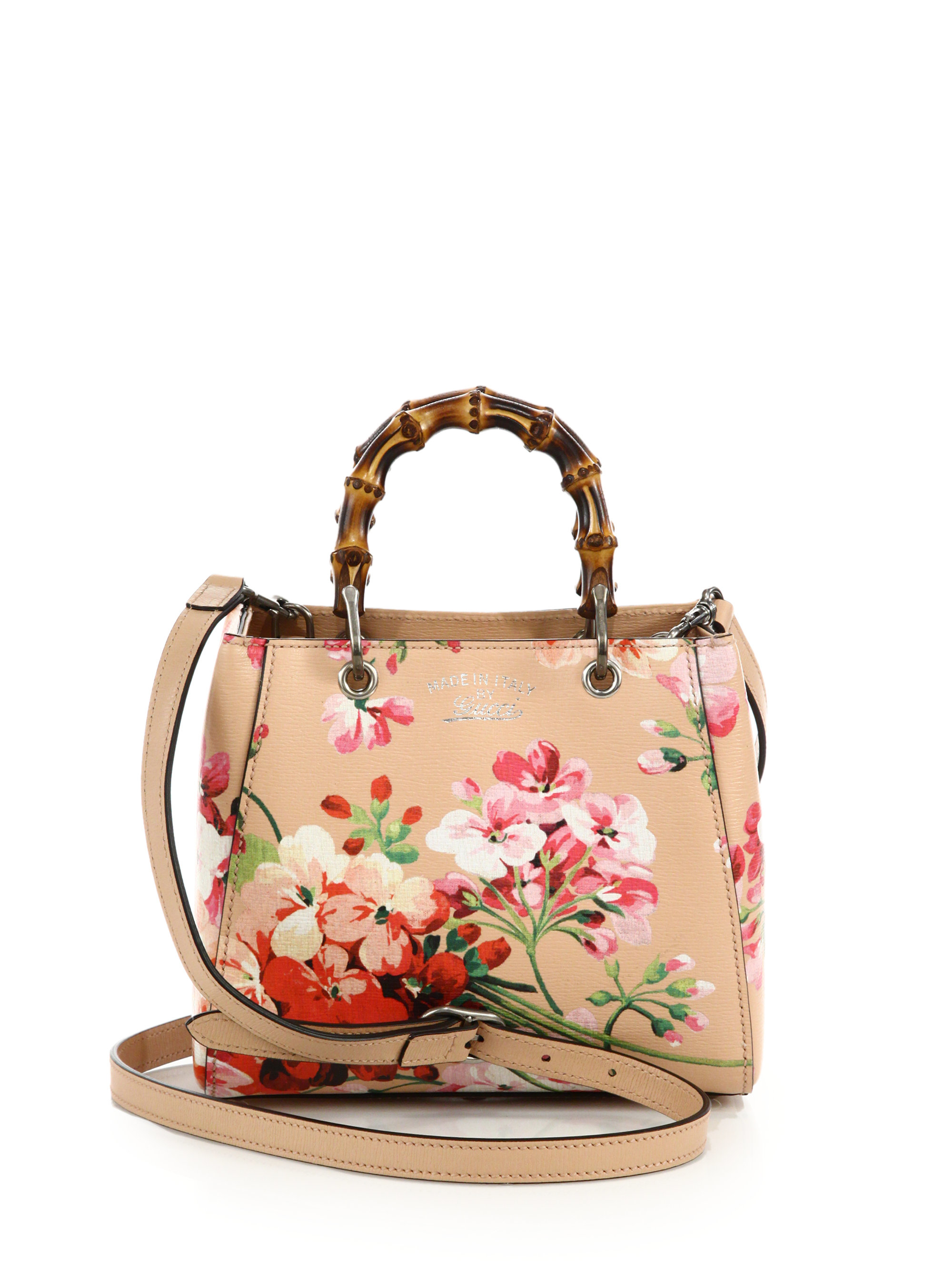 Gucci Bamboo Blooms Mini Leather Shoulder Bag | Lyst