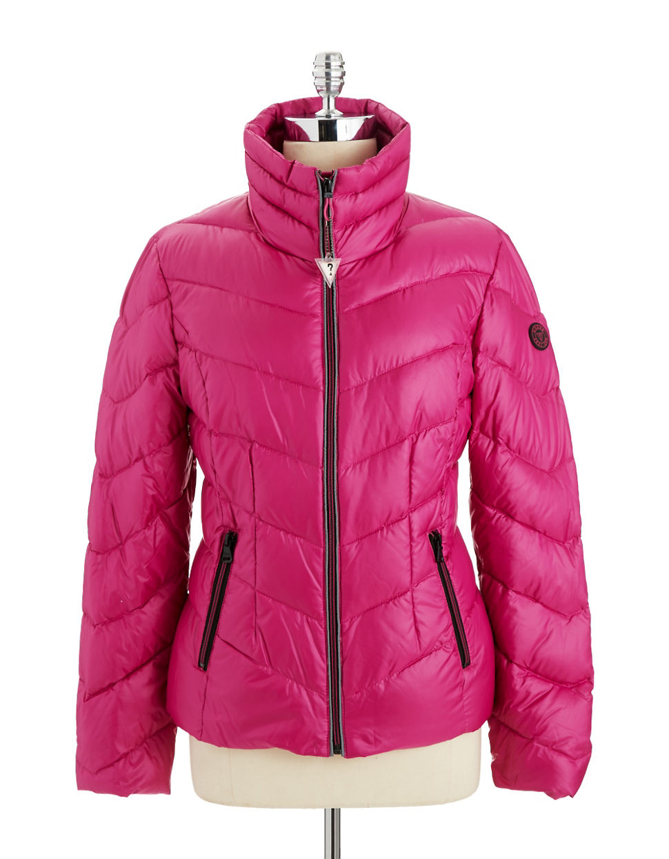 Guess Puffer Jacket in Pink | Lyst