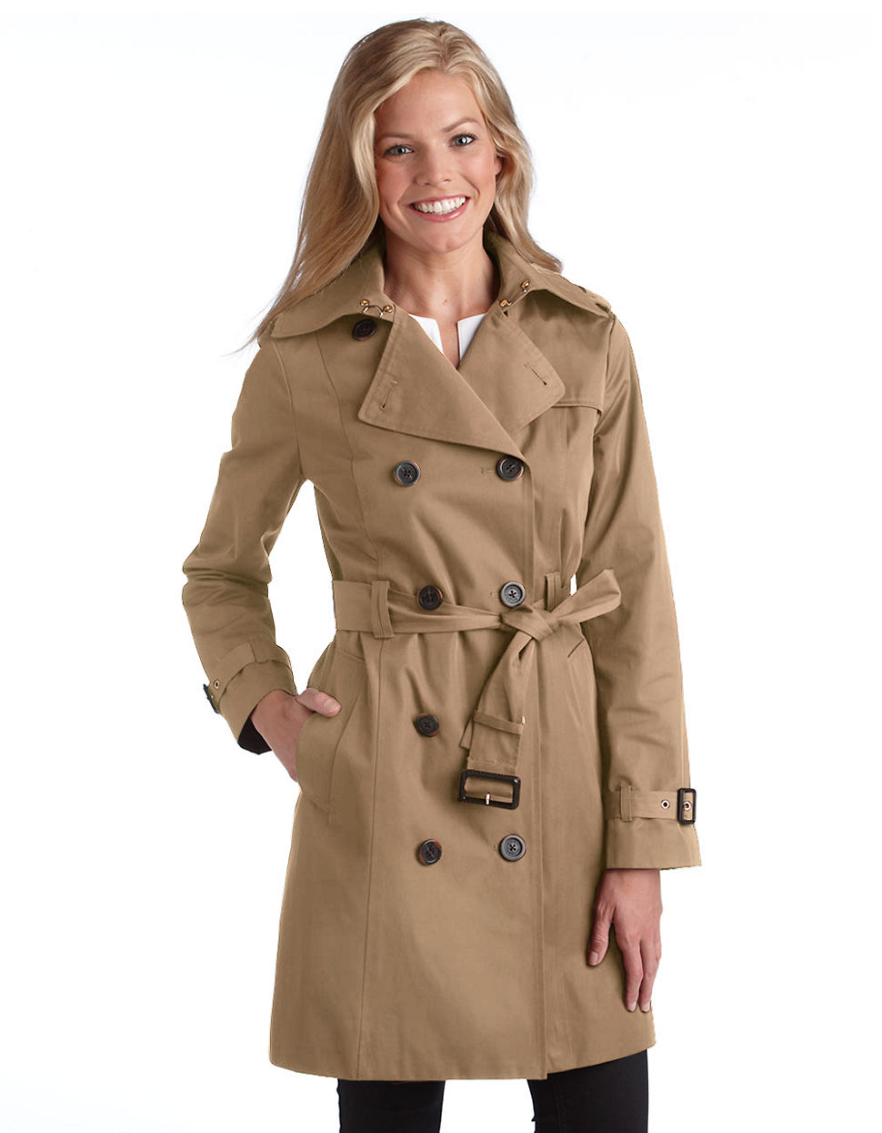 Michael michael kors Double Breasted Trench Coat in Natural | Lyst