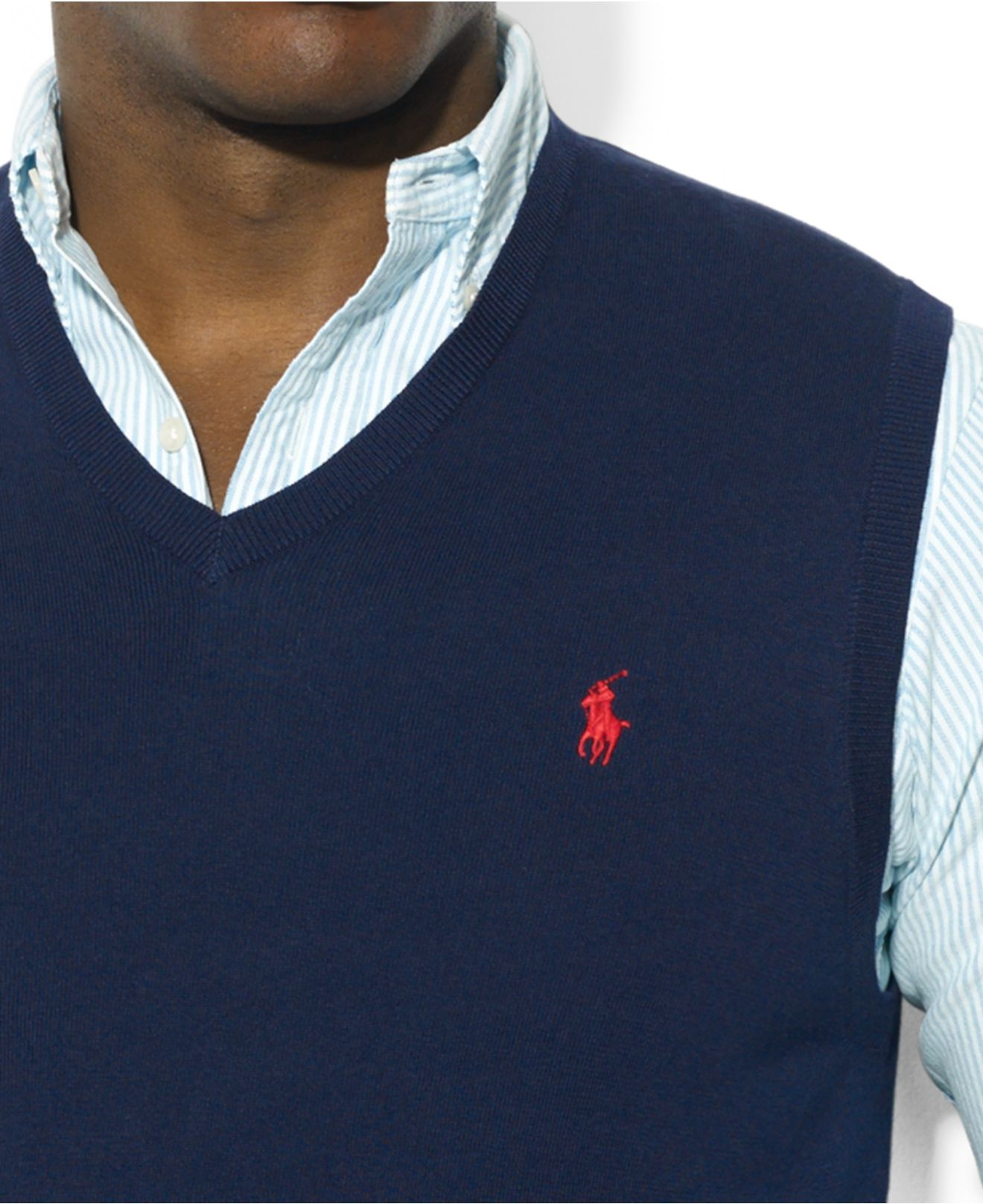 Polo Ralph Lauren V-Neck Merino Wool Sweater Vest in Blue for Men | Lyst