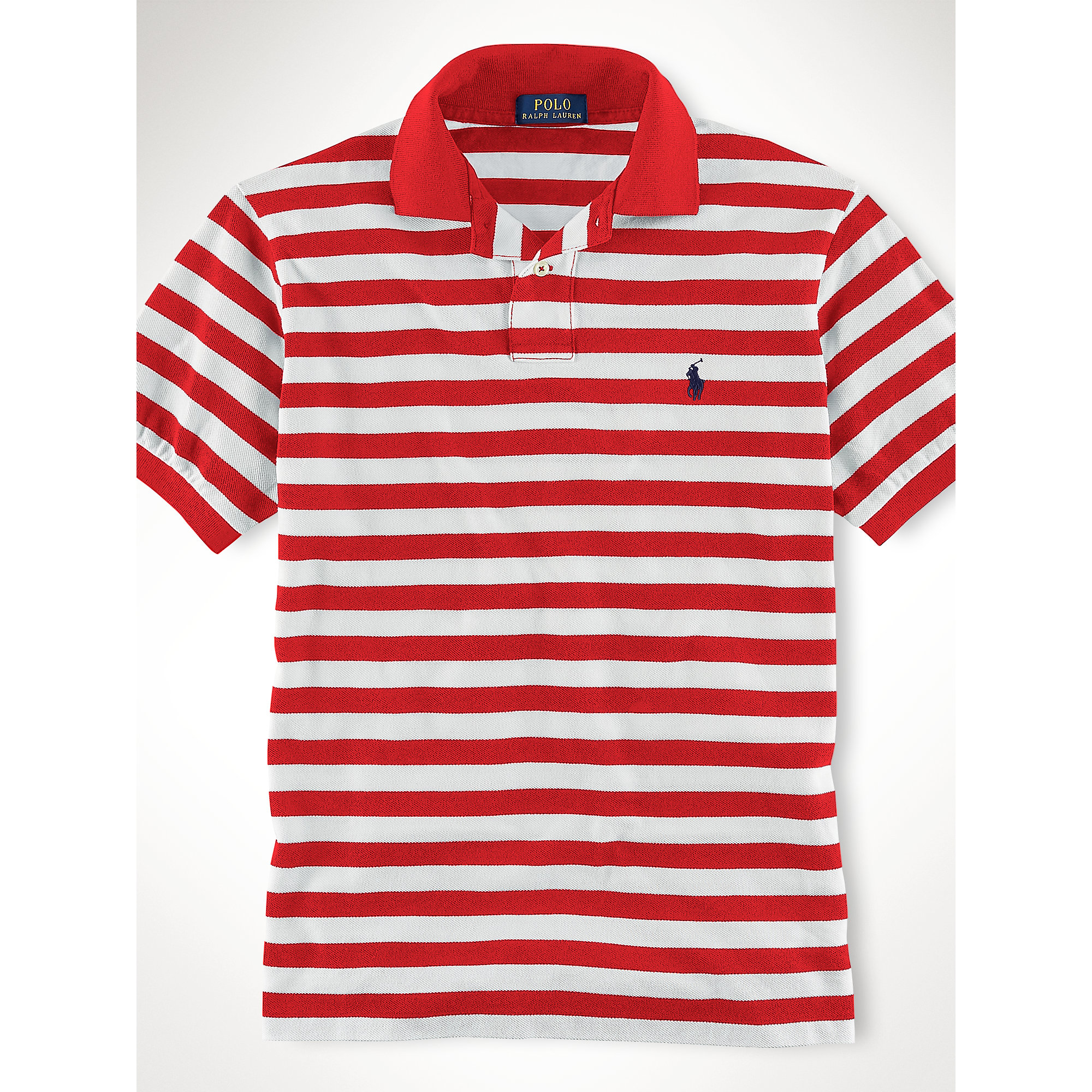 Polo Ralph Lauren Custom-fit Striped Polo Shirt in Red for Men | Lyst