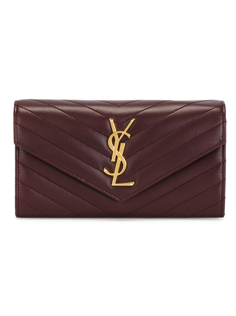 Lyst - Saint Laurent 'monogram' Wallet in Brown