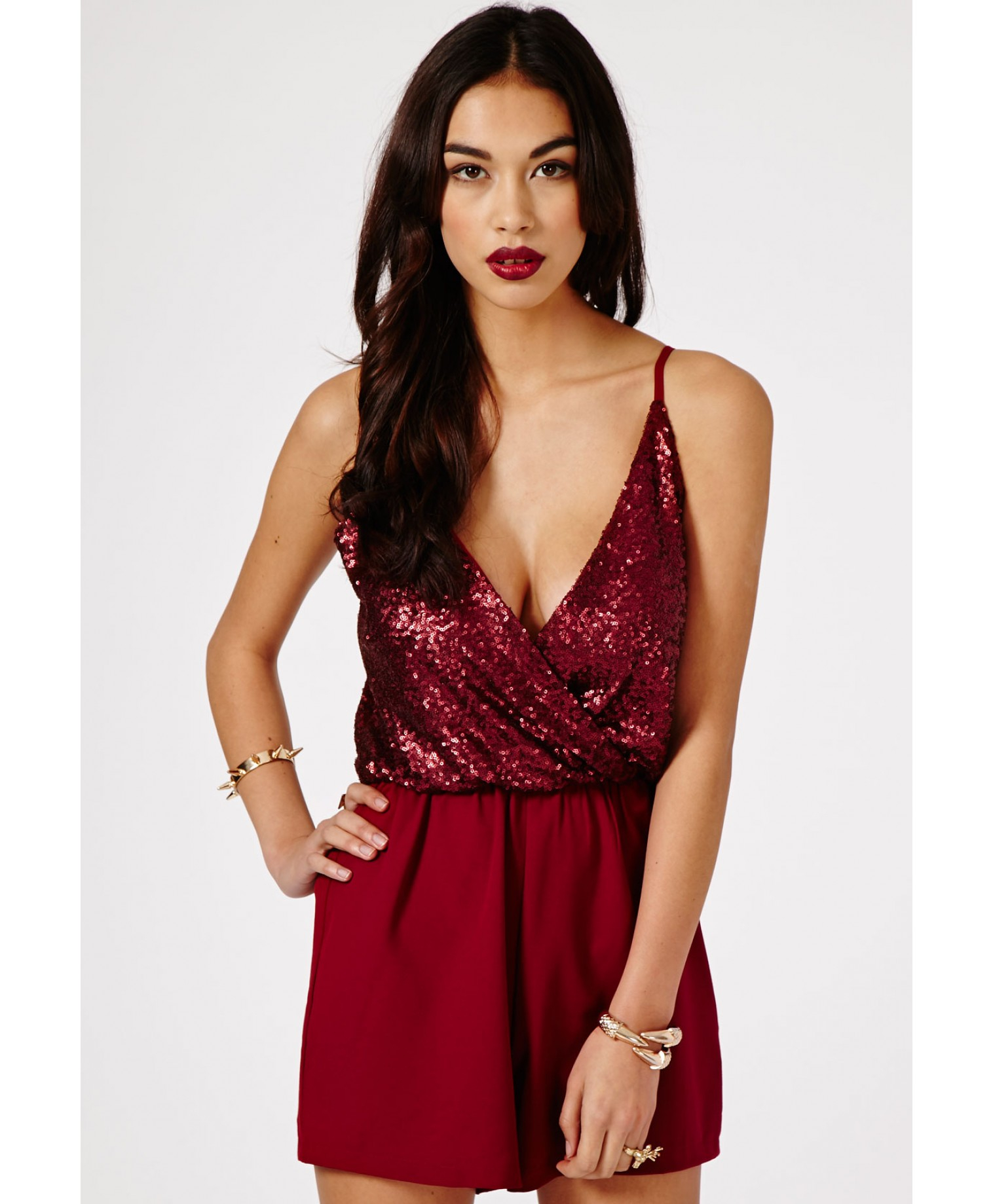 red sequin playsuit