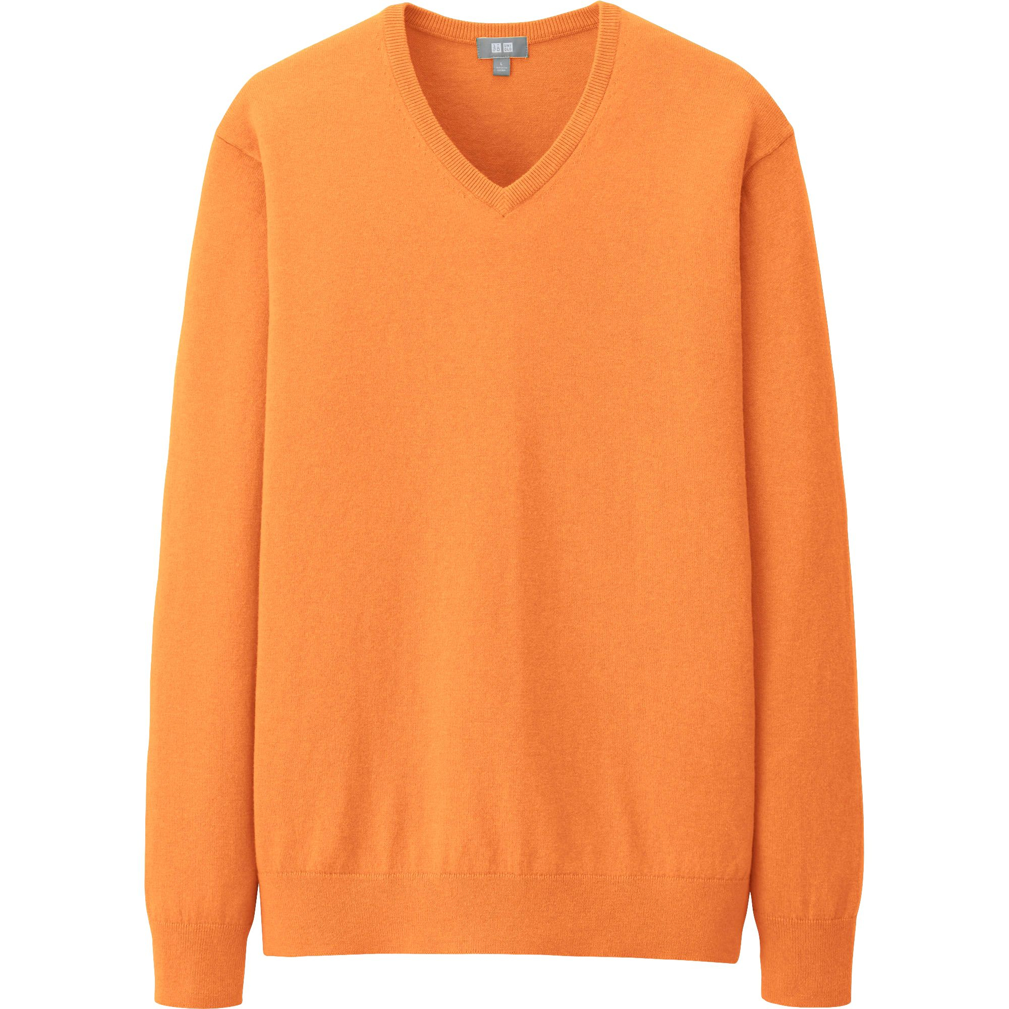 Uniqlo Men Cotton Cashmere V Neck Sweater in Orange for Men | Lyst