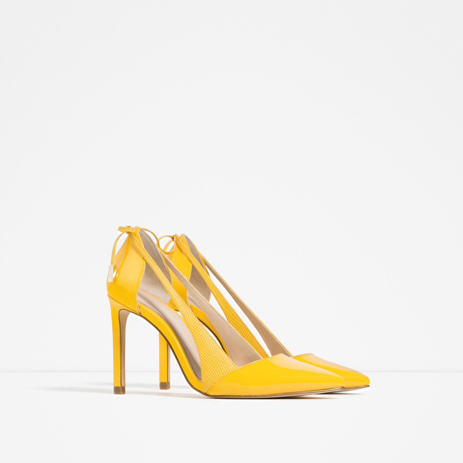 Zara High Heel Shoes With Bow in Yellow | Lyst